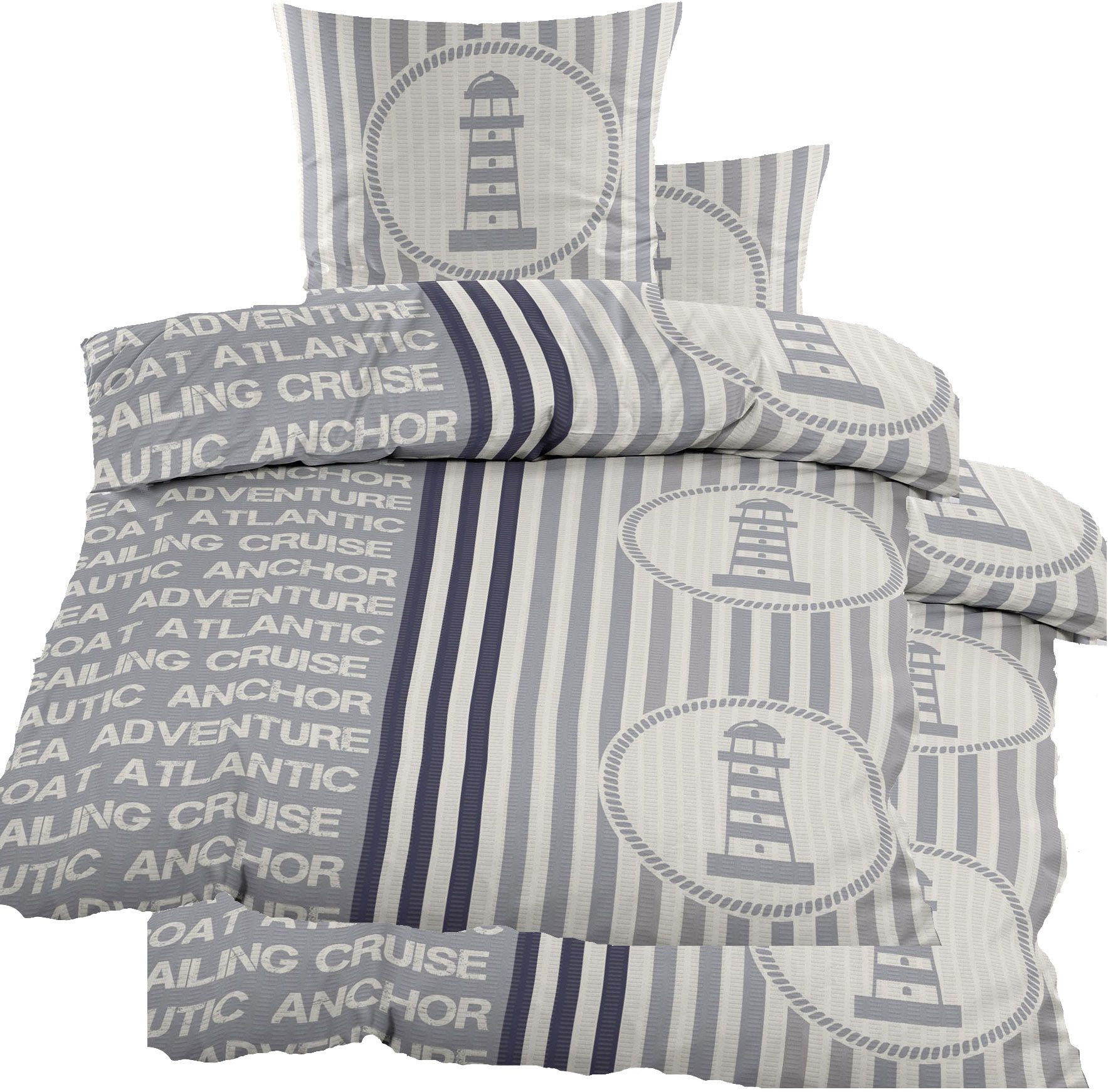 KH-Haushaltshandel Bettwäsche 4-tlg. Seersucker Bettwäsche 2x (135x200 +80x günstig online kaufen