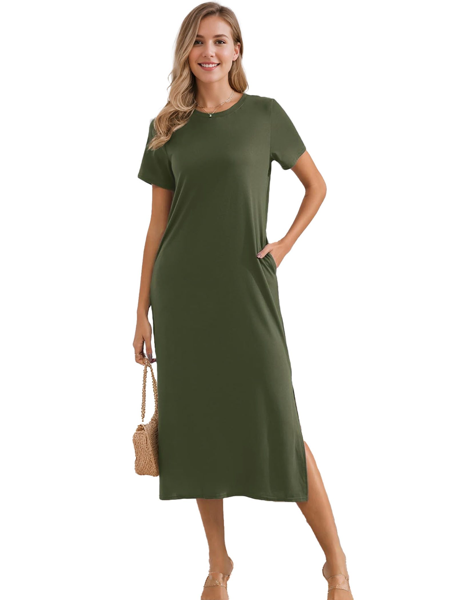 LUCKZON Sommerkleid Damen Maxikleid, geteilt, lässig, günstig online kaufen