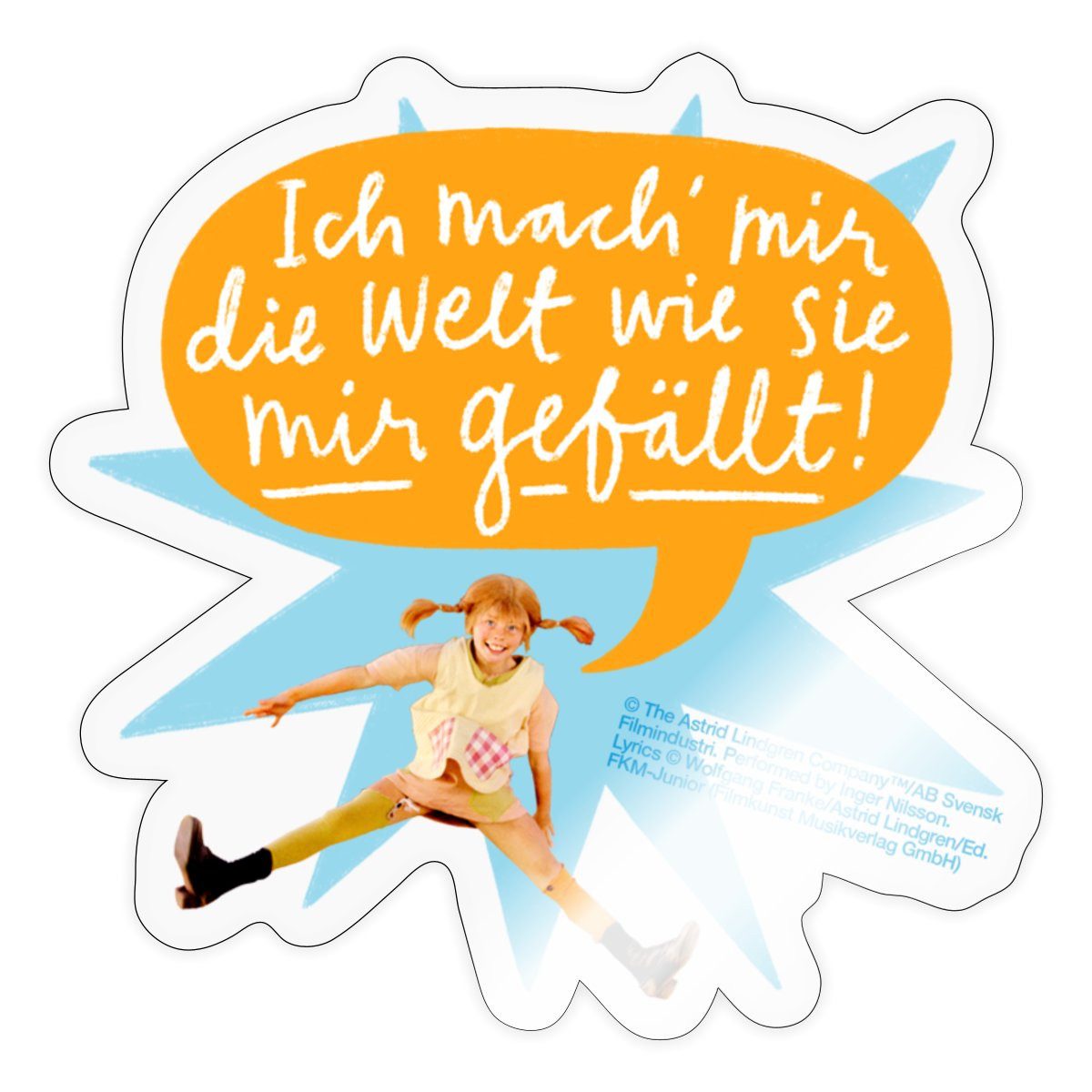 Spreadshirt Aufkleber Pippi Langstrumpf Springende Pippi Mit Sprechblase Sticker Aufkleber