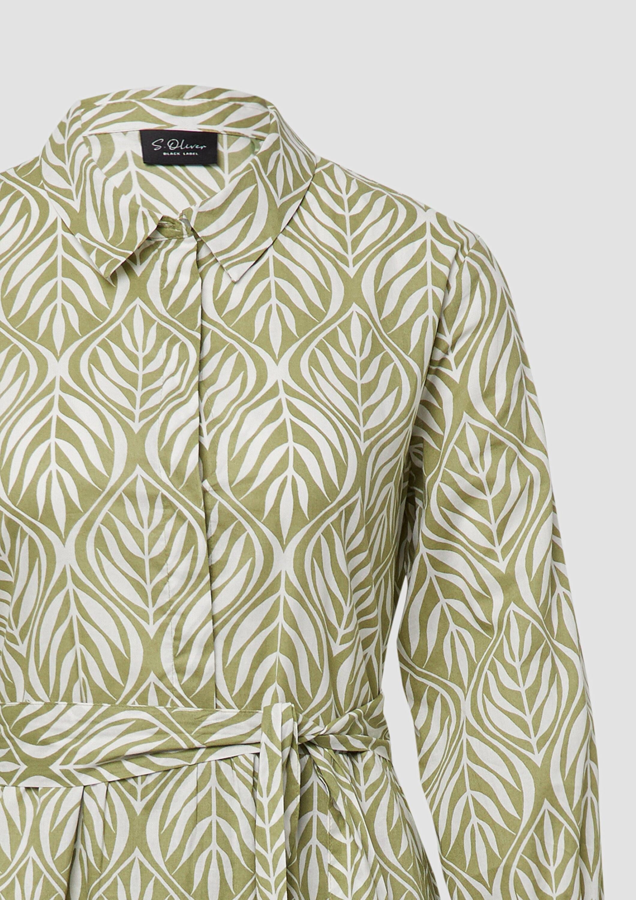 s.Oliver Midikleid Kleid Hemdblusenkleid in Midilänge mit All-over-Print