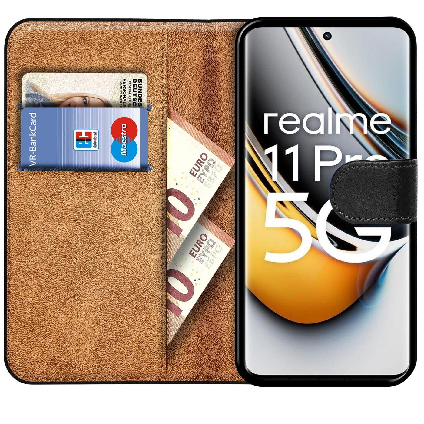 CoolGadget Handyhülle Wallet Klapp Tasche Book Case für Realme 11 Pro 5G 6,7 Zoll, Hülle Klapphülle Flip Cover Etui Schutzhülle