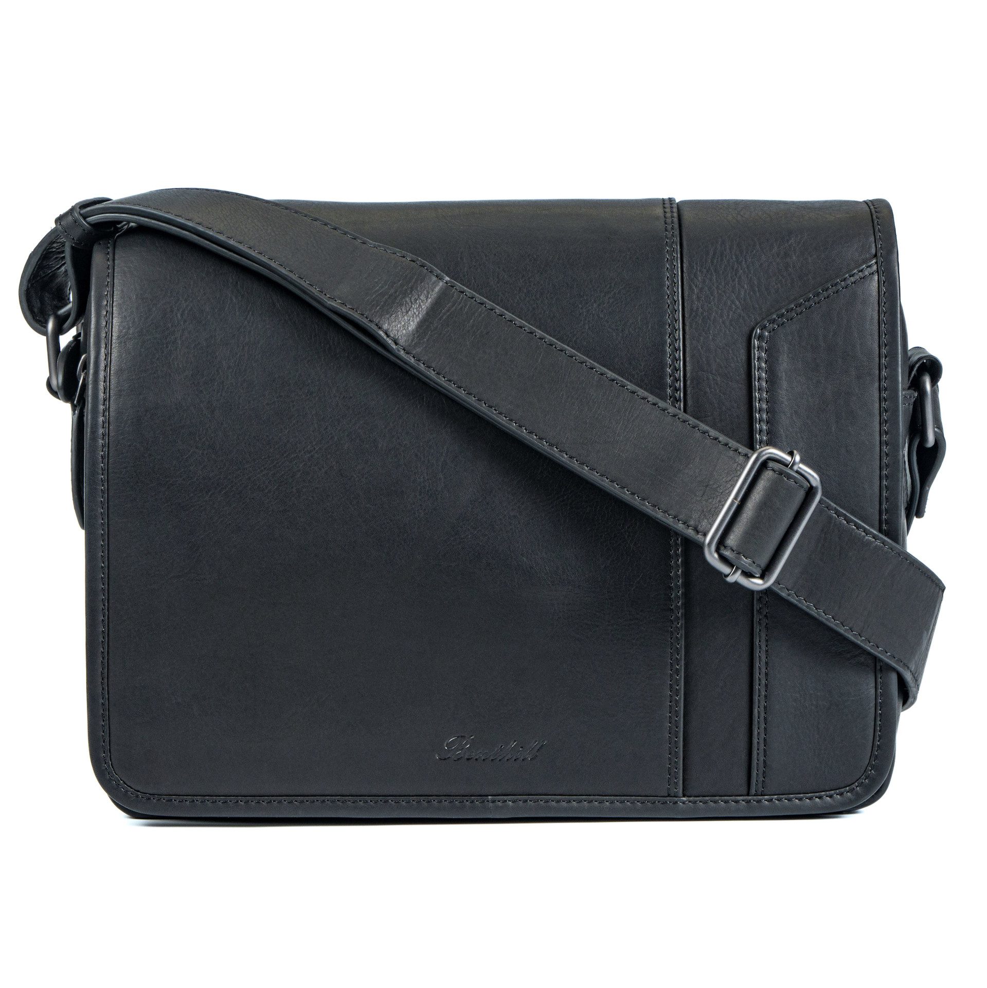 Benthill Messenger Bag Herren Umhängetasche Echt Leder Messenger Laptop Schultertasche Damen, Reißverschlussfach
