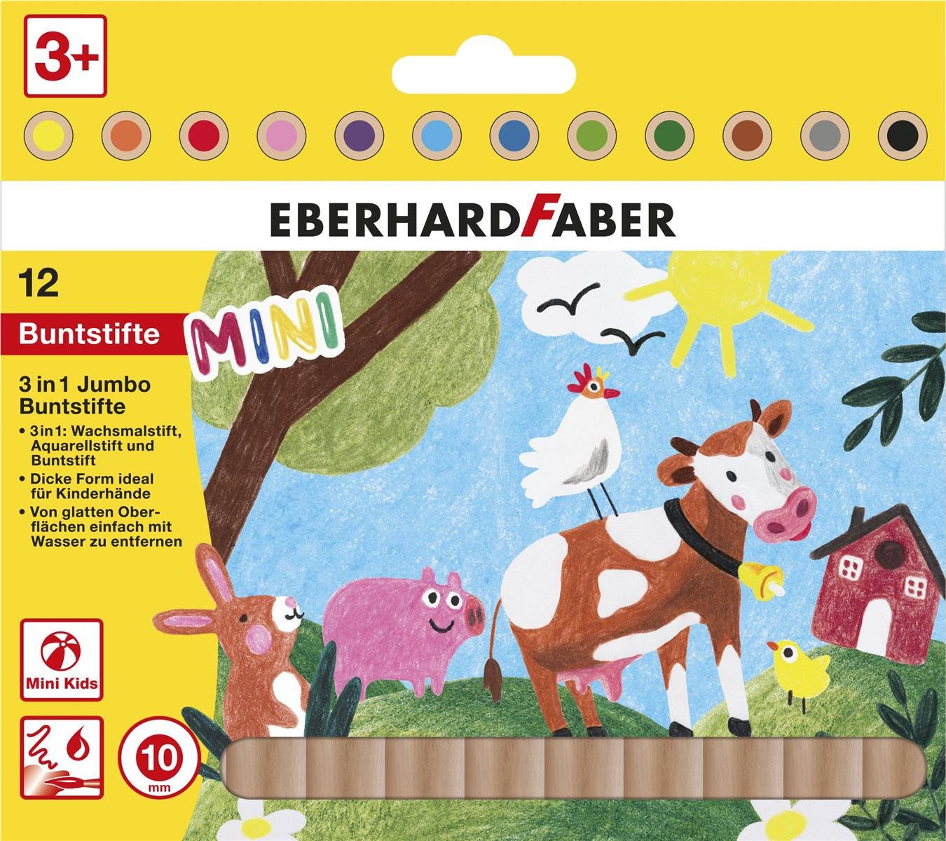 Eberhard Faber Buntstift Farbstiftetui Jumbo Mini Kids 3in1 - 12er Etui