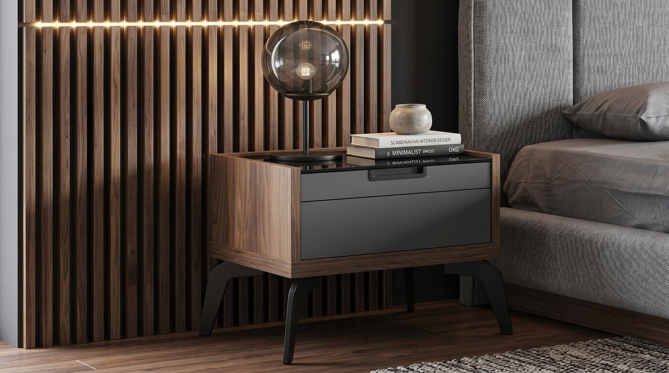 JVmoebel Nachttisch Nachttisch Stilvolle Grau Braun Nachtkonsole Modern Loft bequem, Made in Europa