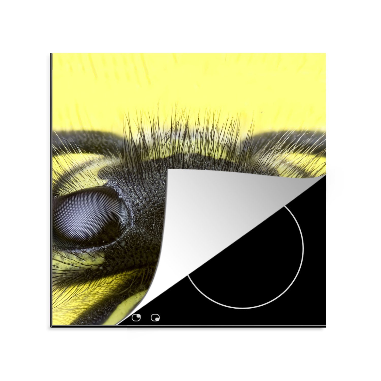 MuchoWow Herdblende-/Abdeckplatte Wespe - Insekten - Gelb, Vinyl, (1 tlg), 78x78 cm, Ceranfeldabdeckung, Arbeitsplatte für küche