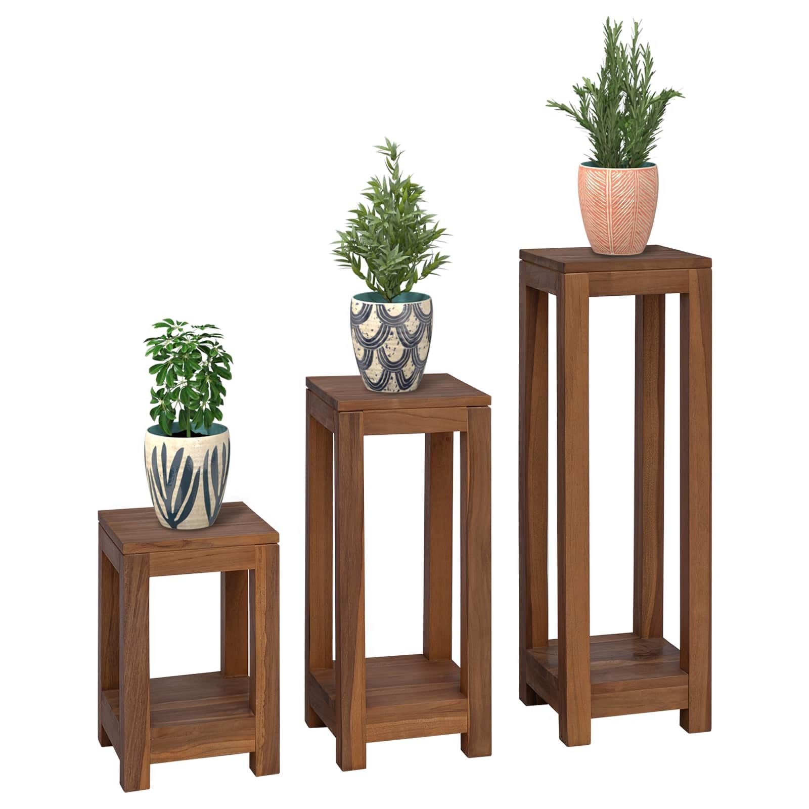 vidaXL Blumenständer Pflanzenständer 3 stk. Natur 25 x 25 x 80 cm Massivholz (3 St)