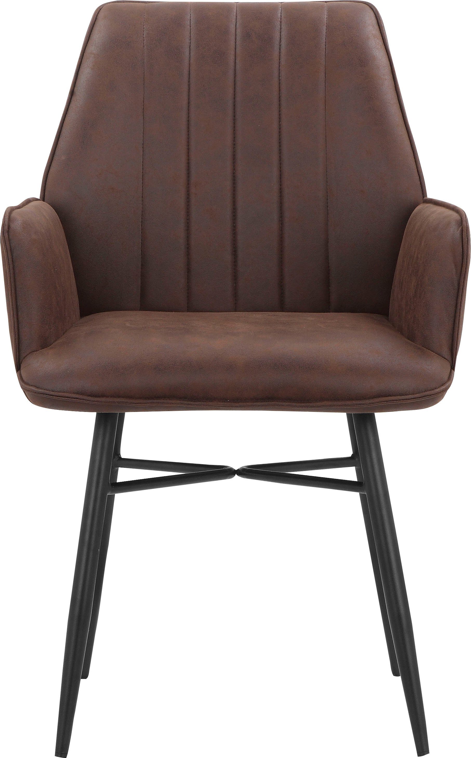 Leonique Esszimmerstuhl Hrodwyn (2 St), Sitz gepolstert, mit horizontale Nähten am Rücken, Sitzhöhe 52 cm