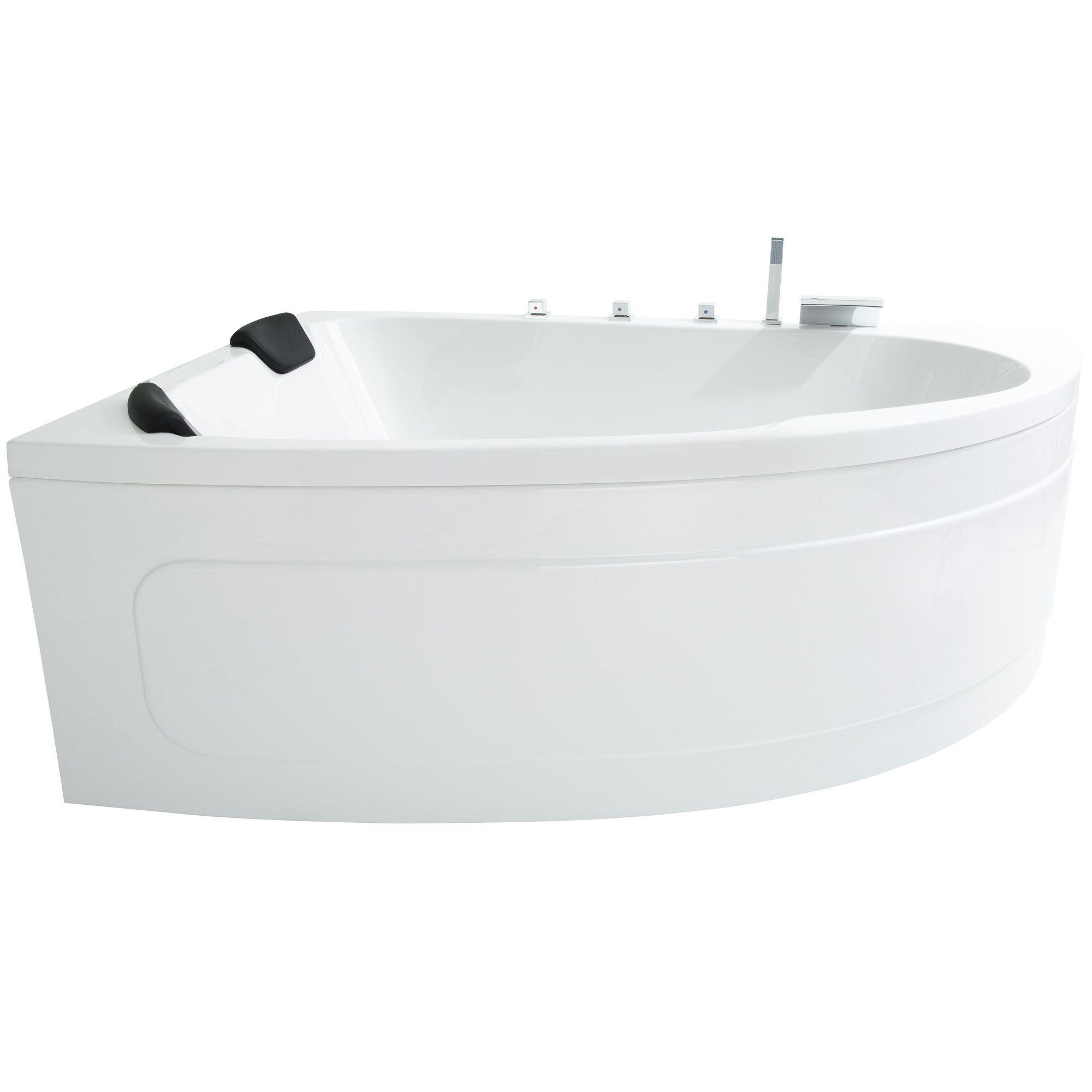 Basera® Badewanne Eck-Badewanne Guam Links 180 x 130 cm für 2 Personen, (Komplett-Set), mit Wasserfall, LED und Kopfstützen