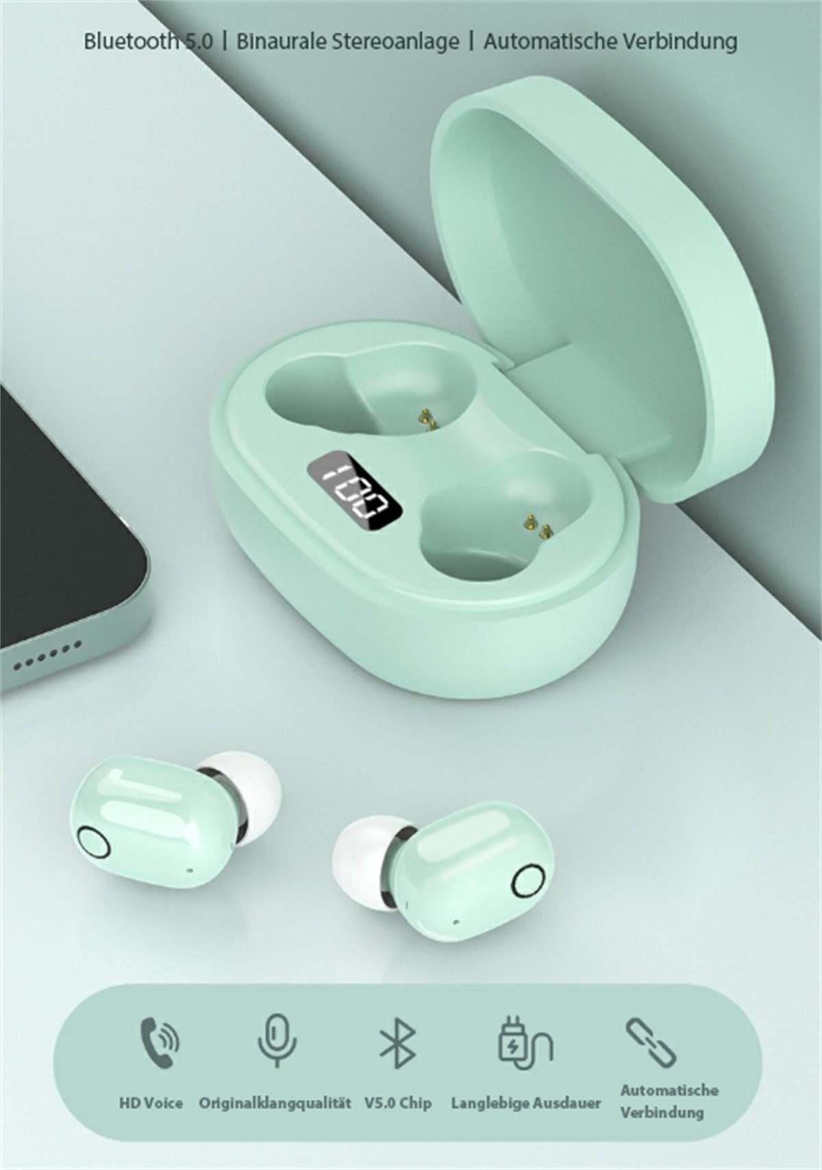 carefully selected Weiß In-Ear-Kopfhörer Touch-Kopfhörer mit Stereo-Rauschunterdrückung, In-Ear-Kopfhörer