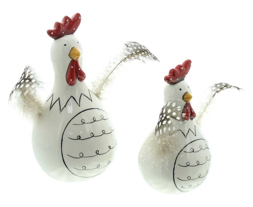 Home-trends24.de Osterfigur Huhn Federn 2er Set günstig online kaufen