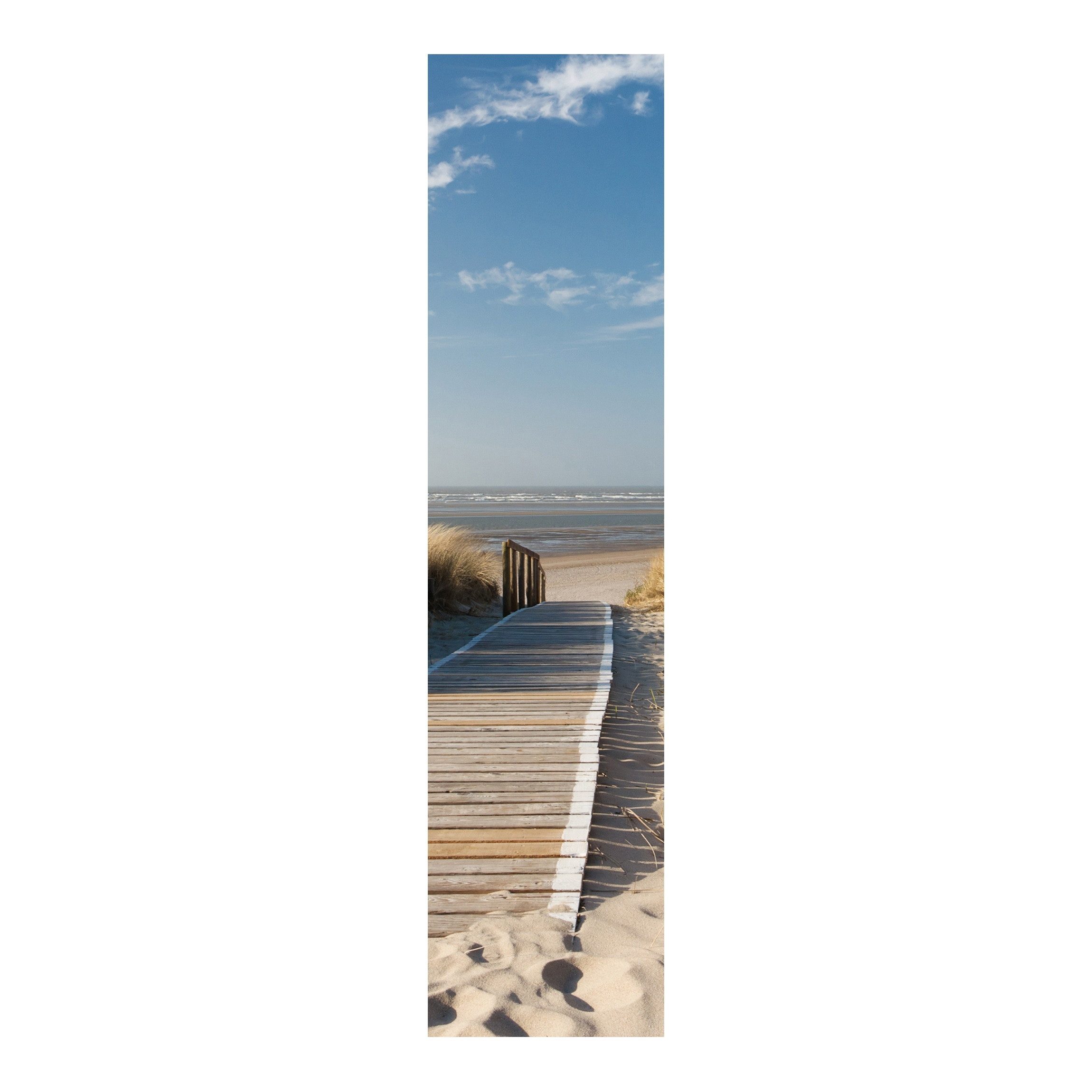 Bilderdepot24 Schiebegardine modern Flächenvorhang blickdicht Ostsee Strand (1 St), halbtransparent, Wohnzimmer große Flächengardine lichtdurchlässig für Klemm-System