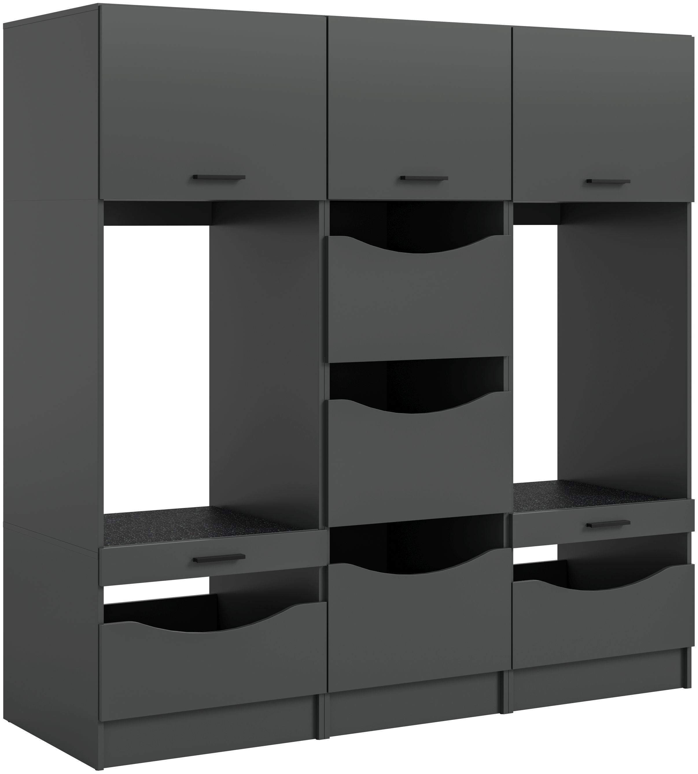 xonox.home Aufsatzschrank (2tlg. Set inkl. Waschmaschinenschrank, Wäscheschrank) anthrazit Nachbildung Melamin beschichtet modern 192x195x68 cm