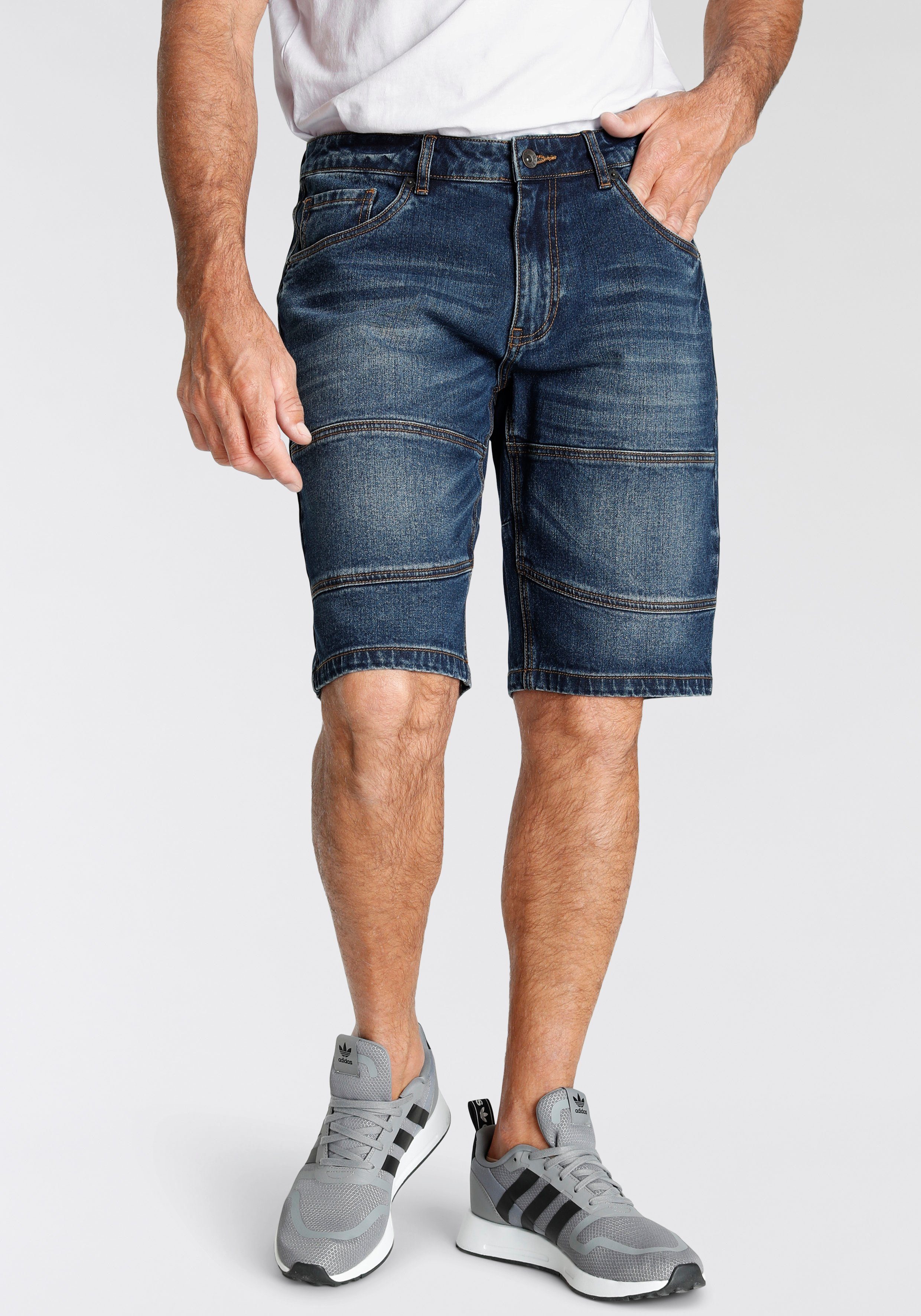 H.I.S Jeansbermudas Ökologische, wassersparende Produktion durch Ozon Wash dark blue