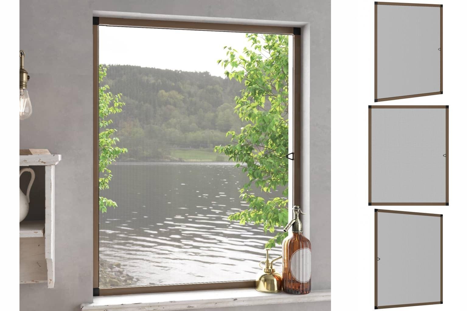 vidaXL Insektenschutz-Fensterrahmen Insektenschutz Fenster 80x100 Braun für cm