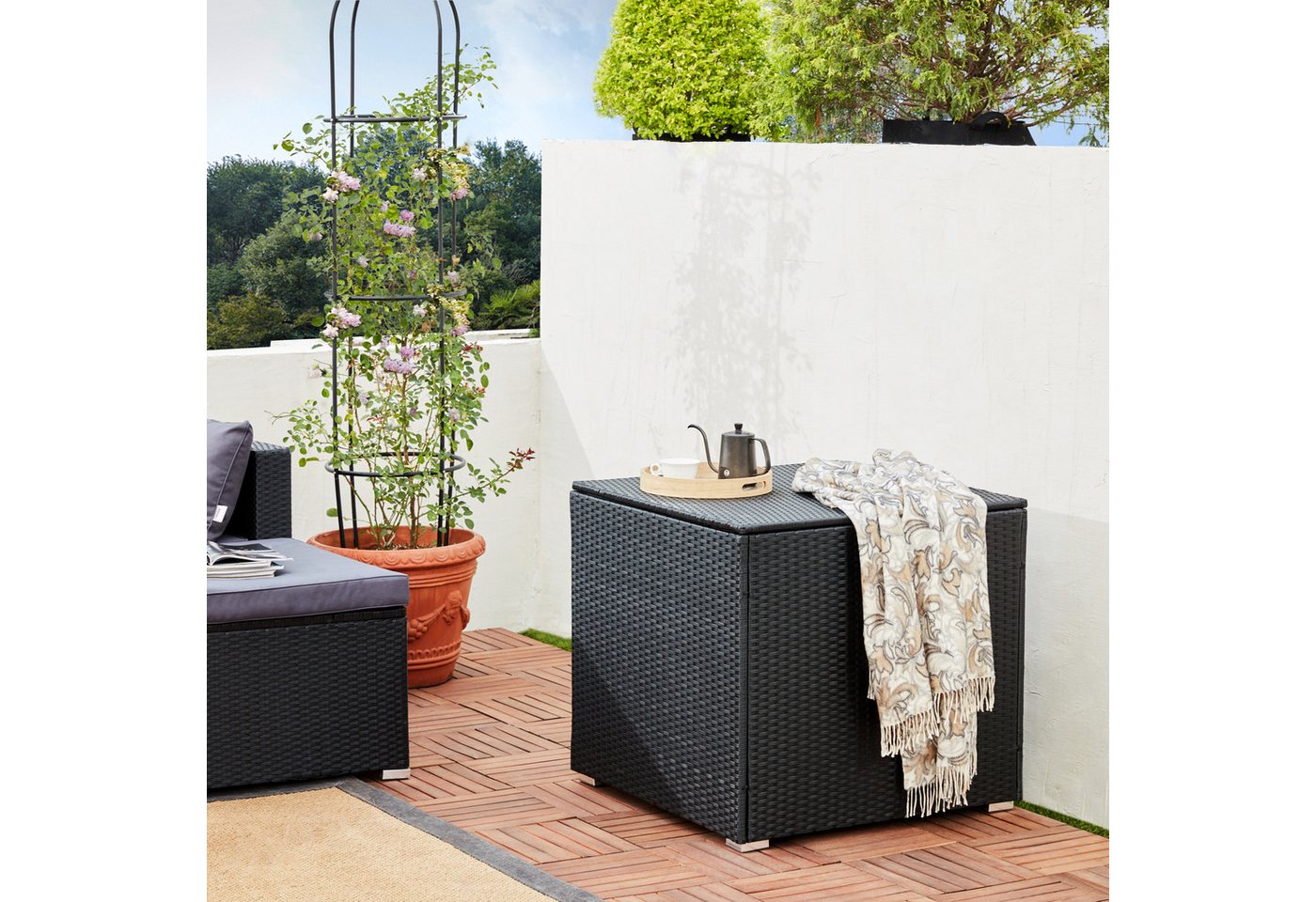 Thumbnail - Casaria Auflagenbox, 318 L mit Deckel 75x75x70cm Wasserdicht Gasdruckfeder Garten