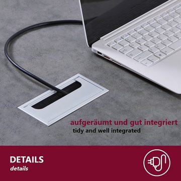 HOOZ Kabelkanal für Schreibtisch, Arbeitsplatten und sonstige Möbel im Büro & Zuhause (Set, 2-St., 8cm), Kabelmanagement