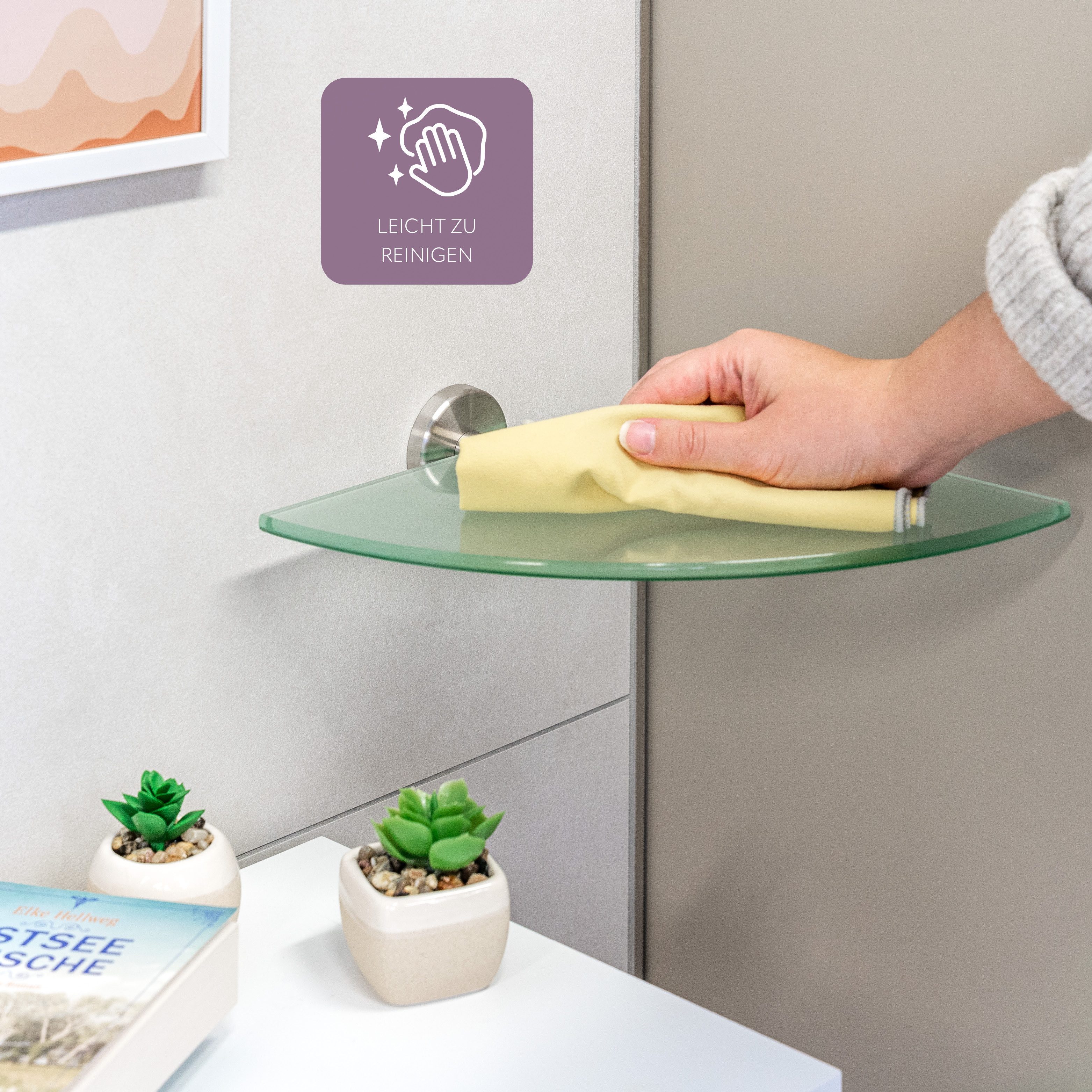 bremermann Wandregal Bad-Serie PIAZZA - aus Glas und Edelstahl matt, 1-tlg.