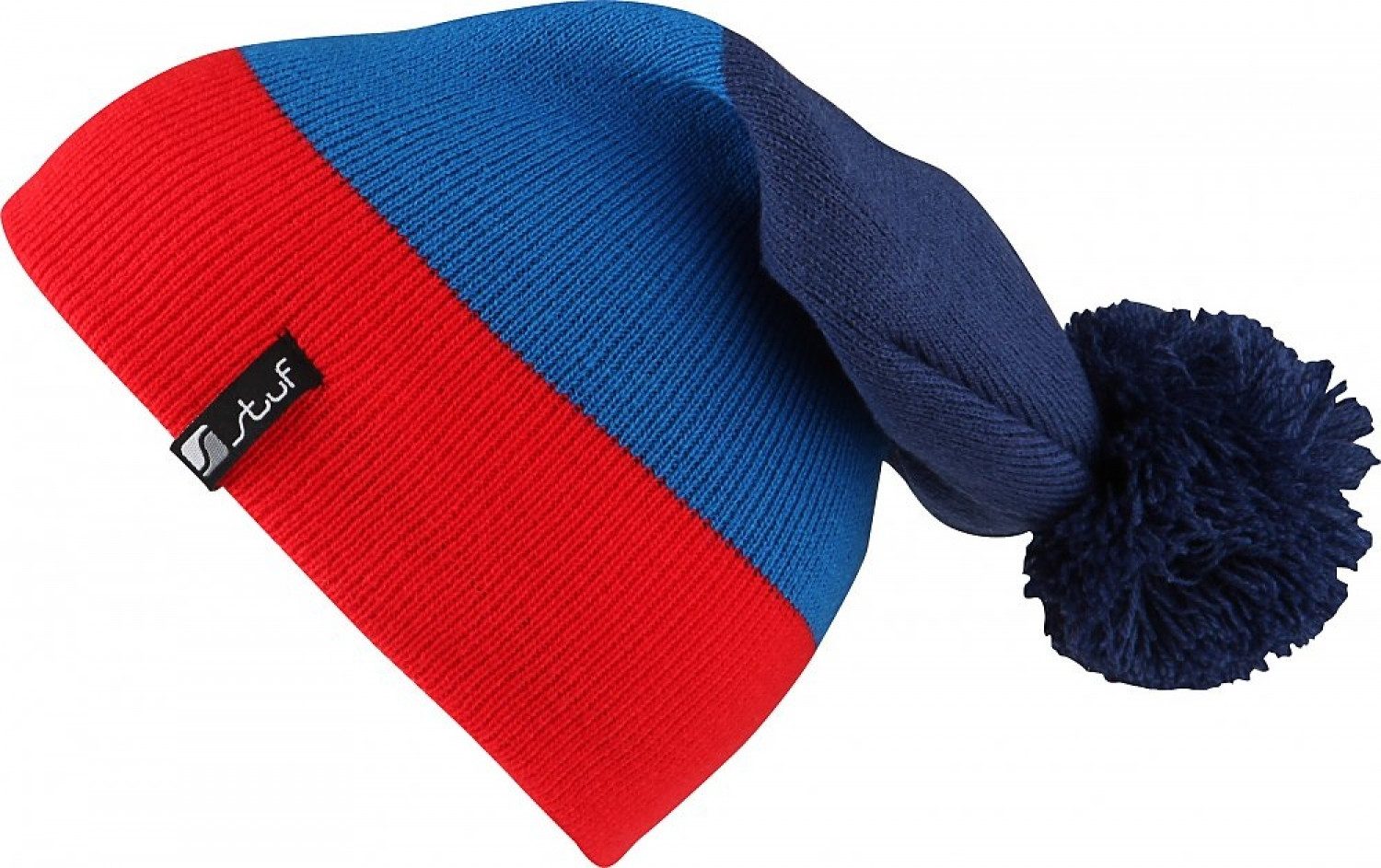 Stuf Strickmütze BLOCK K Ki. Bommelmütze marine-blau-rot
