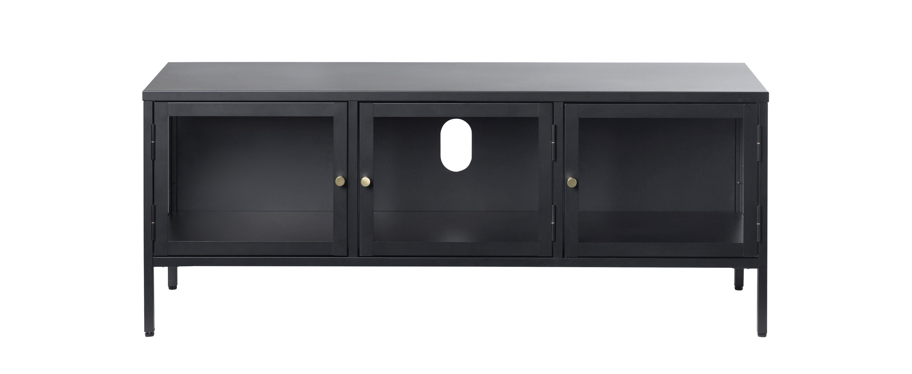 UNIQUE furniture A/S TV-Board aus Metall in schwarz (B/H/T: 132x52x40 cm)