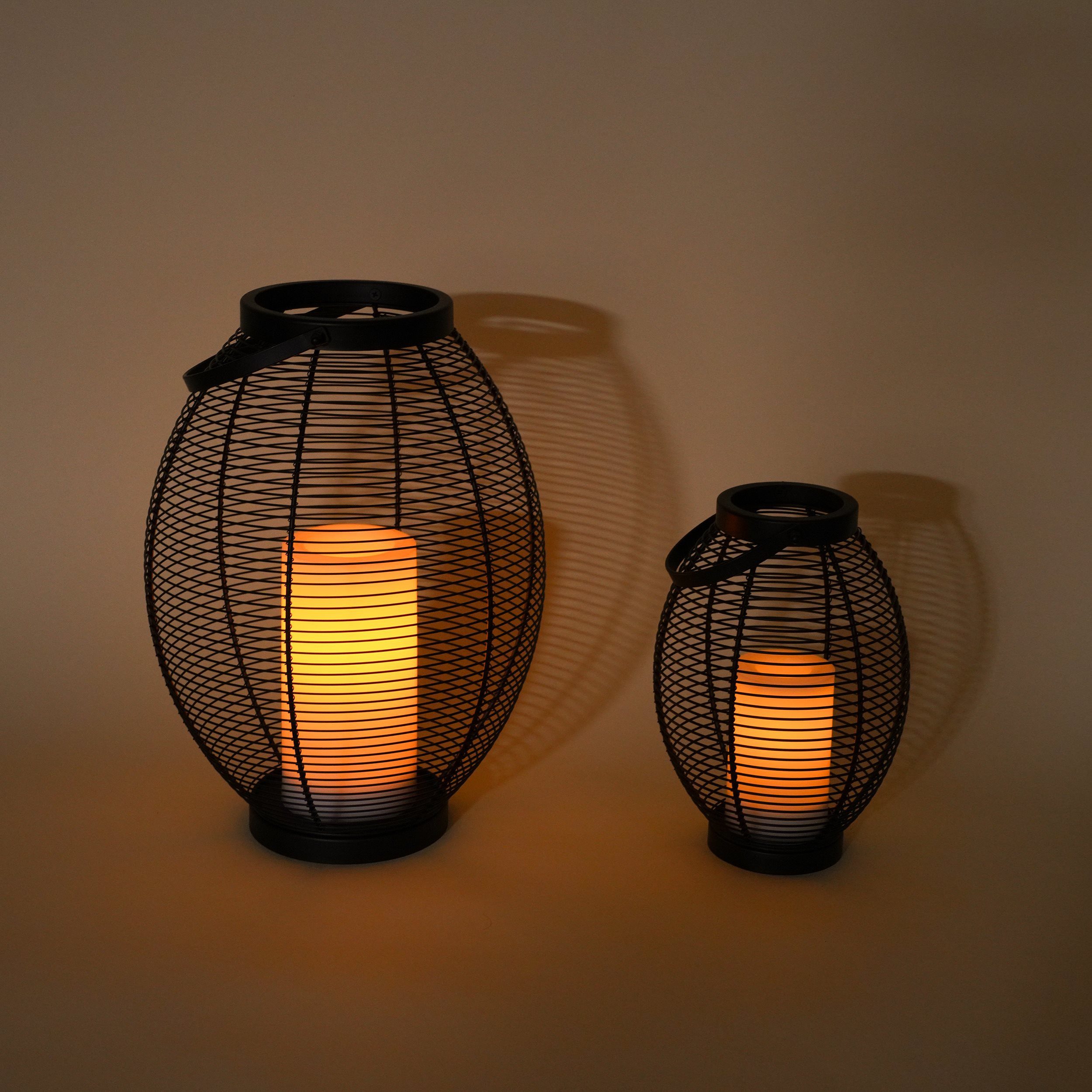 esotec LED Laterne 2er Set Solarleuchte Chiara, LED-Kerze, Flackerlicht H27,5+41cm 102218, LED fest integriert