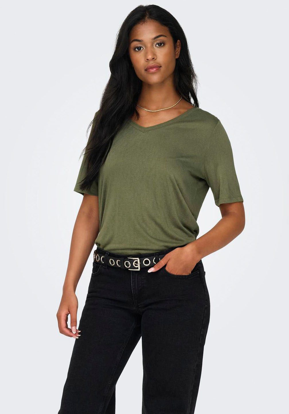 ONLY Kurzarmshirt ONLELISE S/S V-NECK TOP günstig online kaufen
