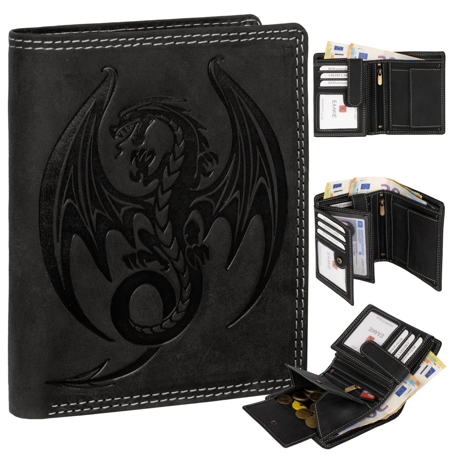 EAAKIE Geldbörse RFID Büffel Echt Leder Geldbörse Portemonnaie Herren mit M günstig online kaufen