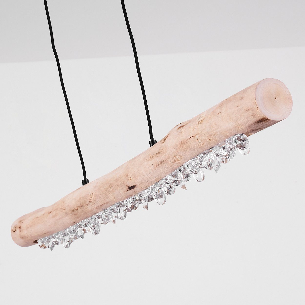 hofstein Pendelleuchte »Arzano« dimmbare Hängelampe aus Metall/Holz in Nickel-matt, 3000 Kelvin, m. Kristallen, 1500 Lumen, in 4 Stufen dimmbar. Reduzierter Preis € 159,99. Unverbindliche Preisempfehlung € 184,90