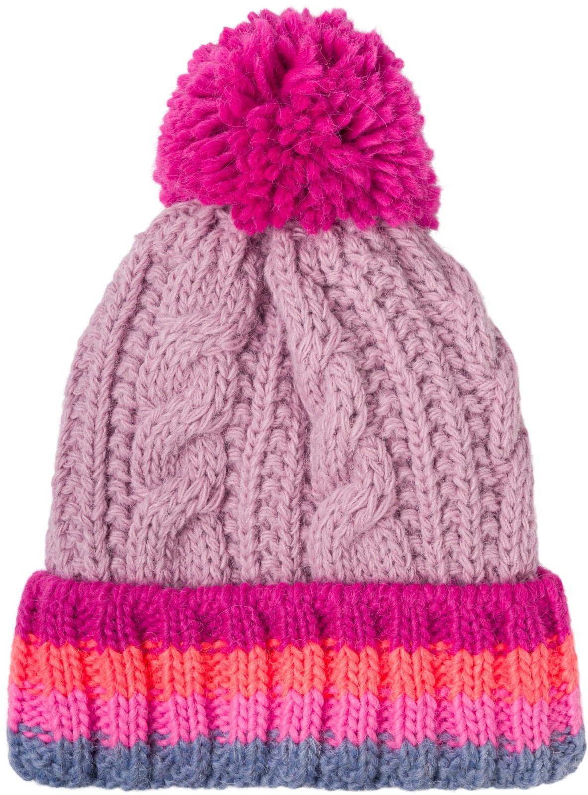 styleBREAKER Strickmütze Kinder Strick Bommelmütze Zopfmuster (1-St)