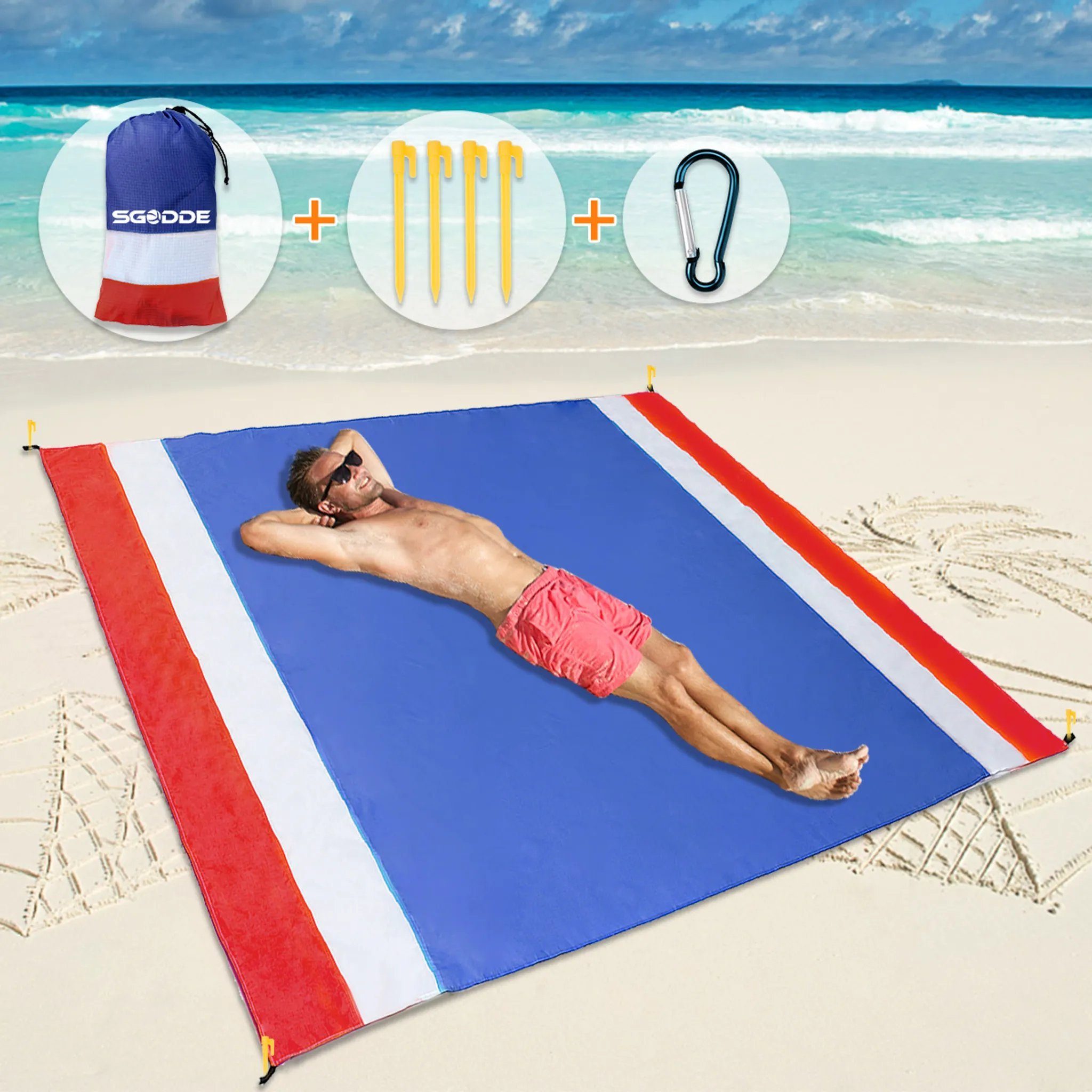 SGODDE Camping Beach Outdoor Polyester, Pocket-sized, Sand-/Wasser-/Staubabweisend Matte, Strandtuch