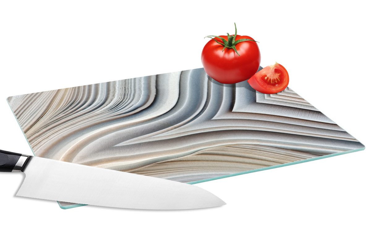 MuchoWow Schneidebrett Marmoroptik/print - Stein - Linien - Luxus - Marmor, Glas, Schneidebrett Glas, Küchenbrett, Rutschfest, 28x20 cm