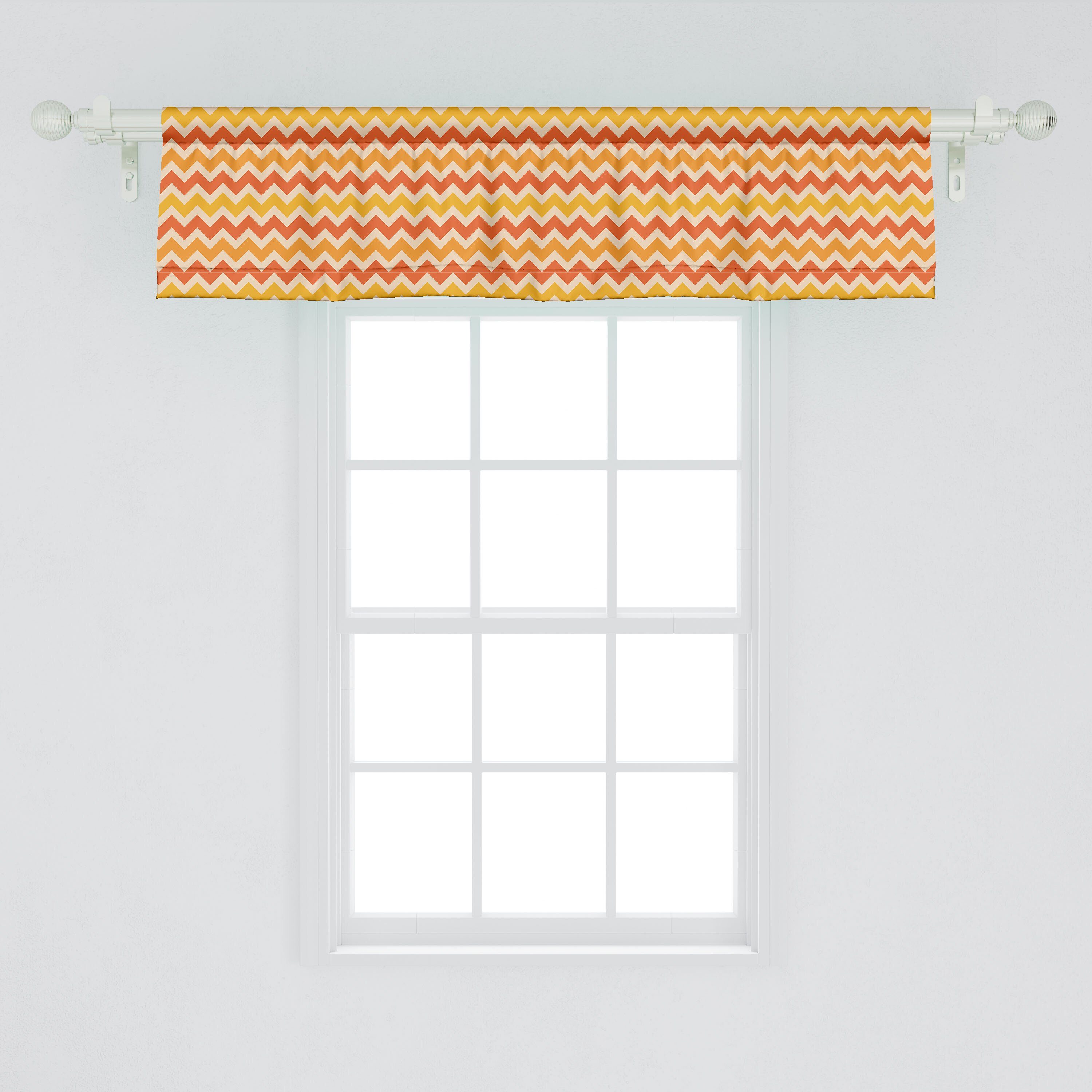 Abakuhaus, Volant Orange für Stangentasche, Dekor mit Schlafzimmer Weinlese Küche Geometrischer Wellenförmige Vorhang Microfaser, Scheibengardine