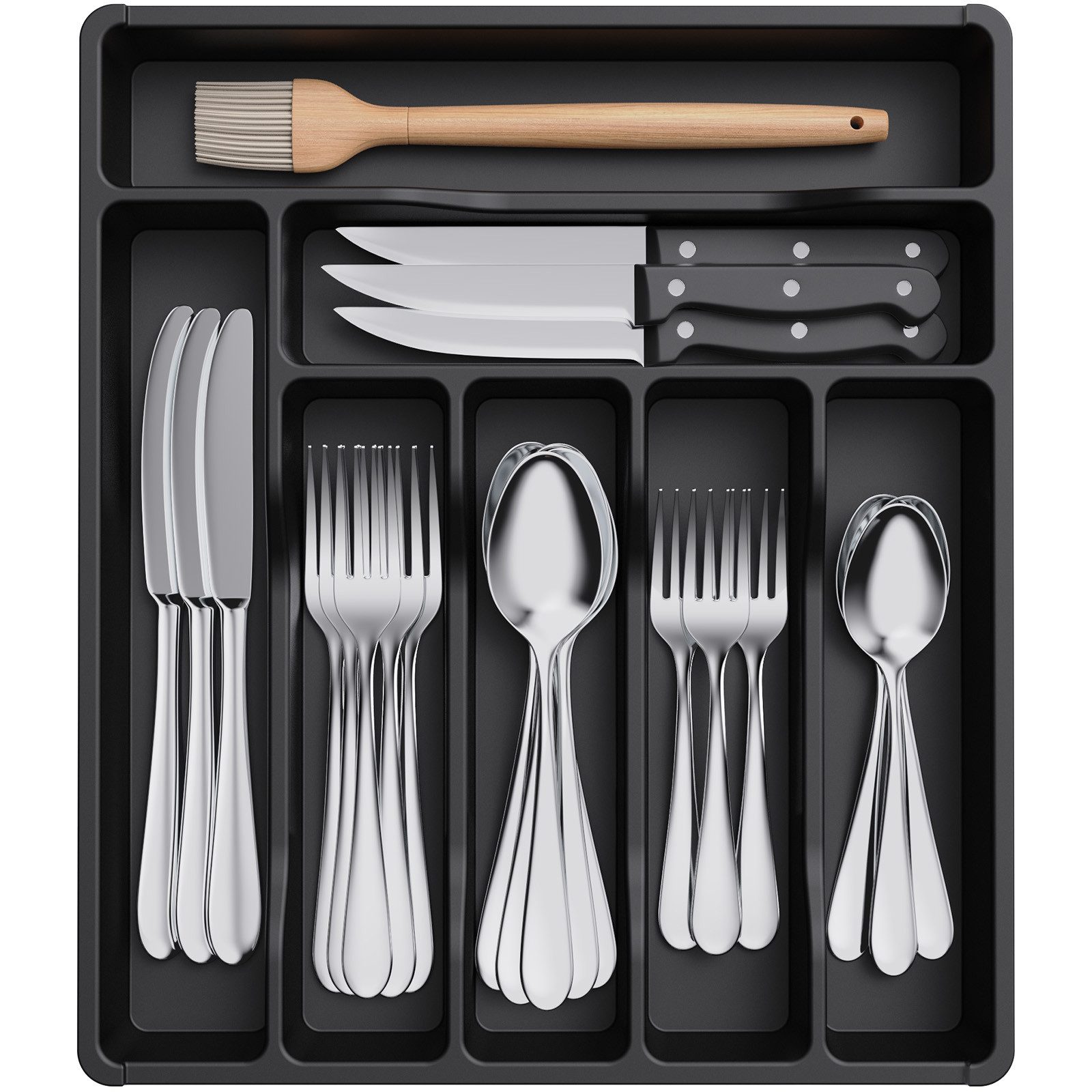 Lifewit Besteckeinsatz Schublade Organizer Küche, 7 günstig online kaufen