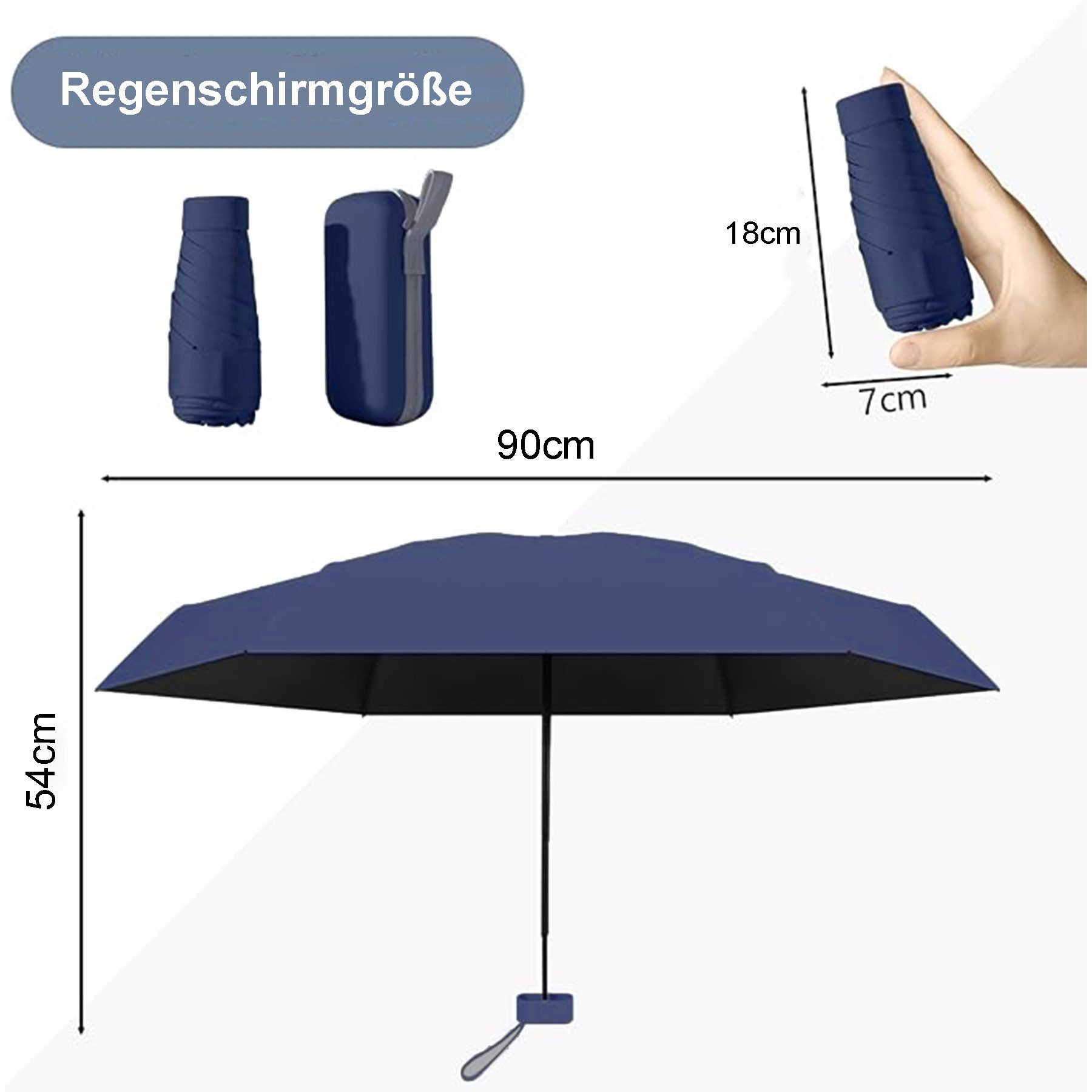 Mutig Taschenregenschirm Regenschirm,Mini Regenschirm,Taschenschirme,Kompakter Regenschirm, Mini Faltbarer Reise Regenschirm Klein Mit Etui, Uv-Regenschirm