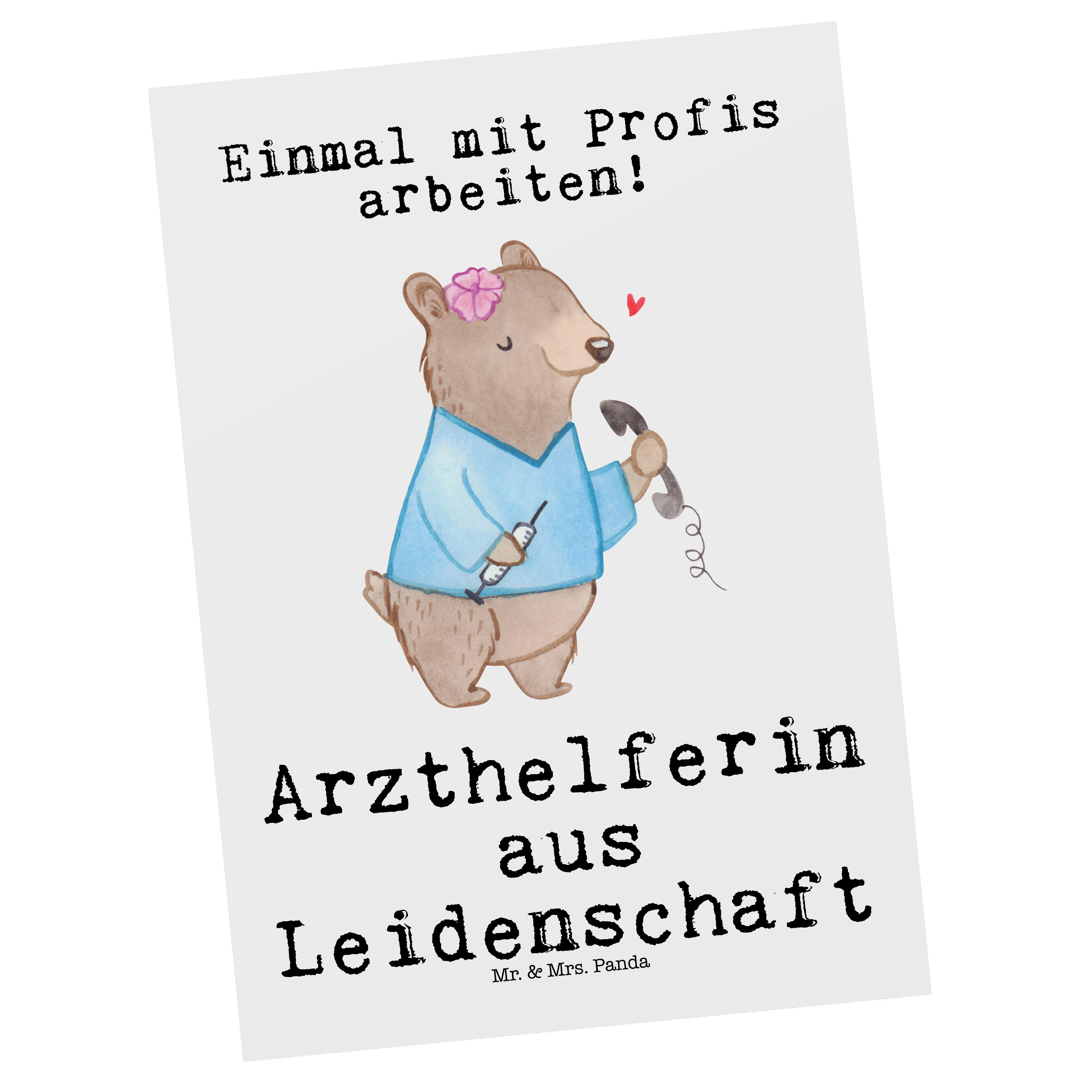 Mr. & Mrs. Panda Postkarte Arzthelferin aus Leidenschaft Weiß
