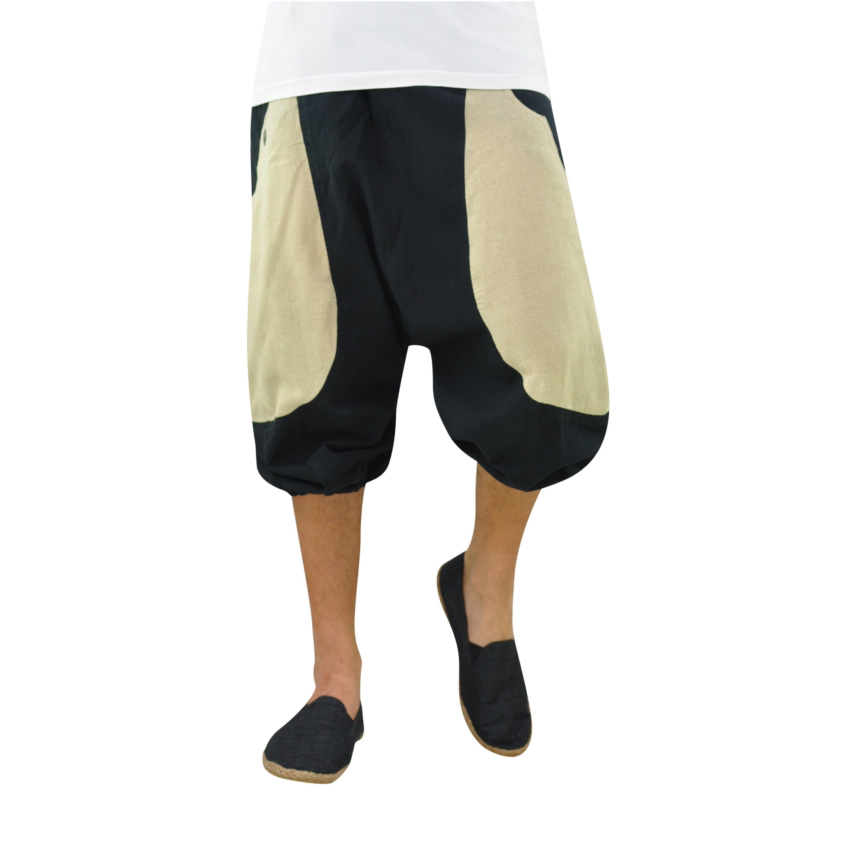 virblatt Shorts Haremshose Herren kurz & kurze Haremshose Damen, Unisex, Goa Hose 2 Reißverschlusstaschen