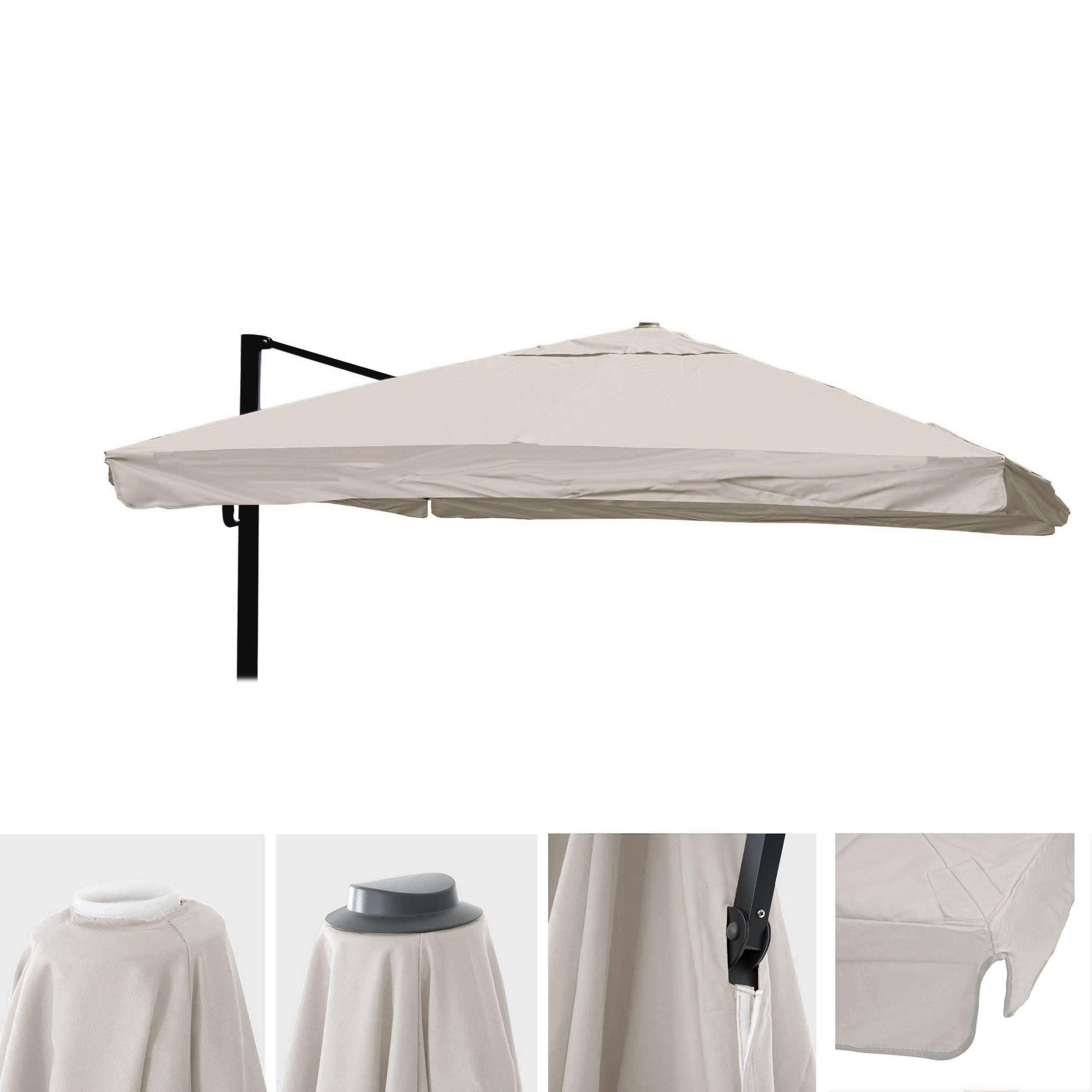 MCW Ampelschirmbespannung MCW-A96-B-S-F, Ø 424 cm, Mit Luftzirkulationshaube zur besseren Wärmeregulierung