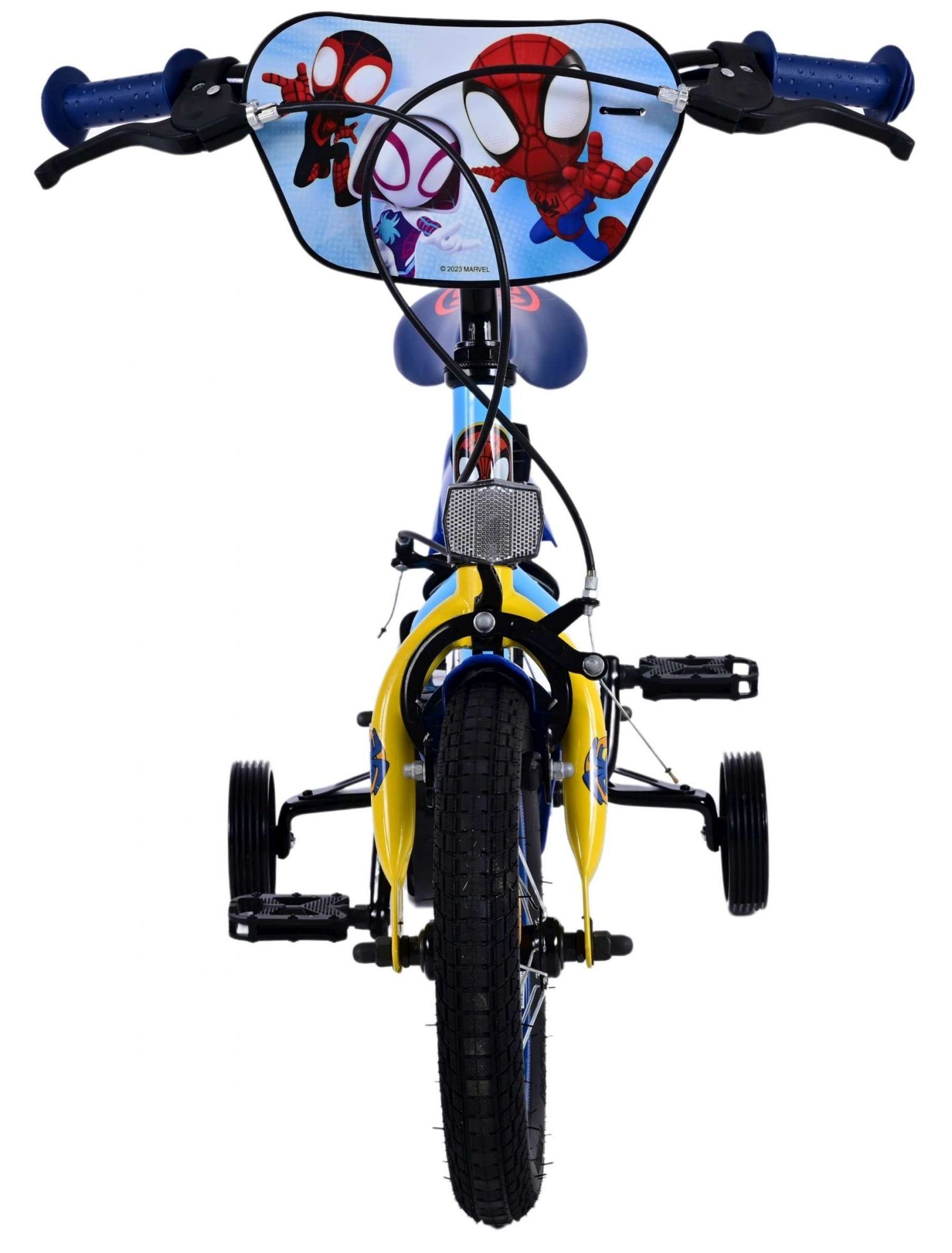 Volare Kinderfahrrad Spidey - Jungen - 12 bzw. 14 Zoll - Blau - Zweihandbremsen, 85% zusammengebaut, 2 Handbremsen, Stahlfelge