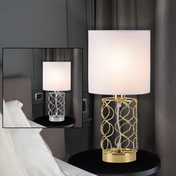 etc-shop LED Tischleuchte, Leuchtmittel inklusive, Warmweiß, Tischleuchte Modern Nachttischleuchte Textilschirm weiß Tischlampe