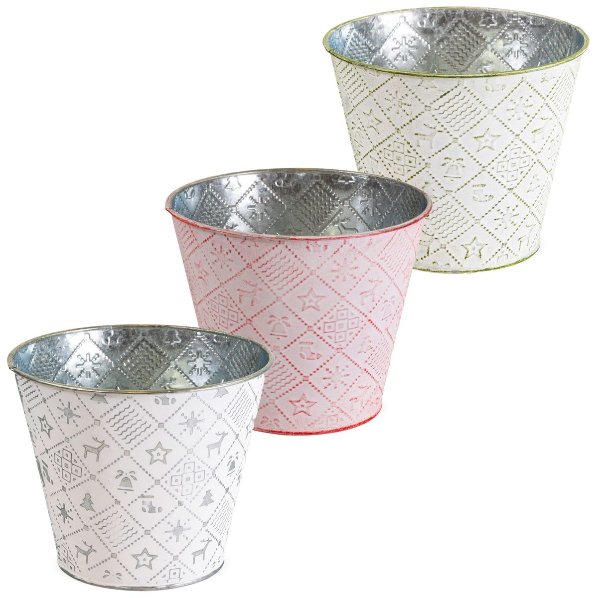 matches21 HOME & HOBBY Blumentopf Metall Weihnachtsmotiv Blumen-Topf Übertopf Rot Ø 14,5 x 12,5 cm (1 St), Stilvoller Blech Pflanz-Topf als als Weihnachten Tischdeko Zimmer-Deko