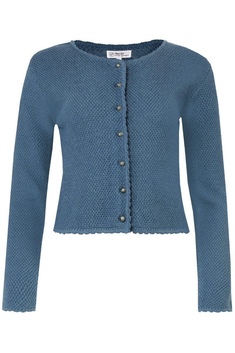 MarJo Trachtenstrickjacke Trachten Strickjacke - VILSECK - denim, mahagoni – Bild 4 von 4