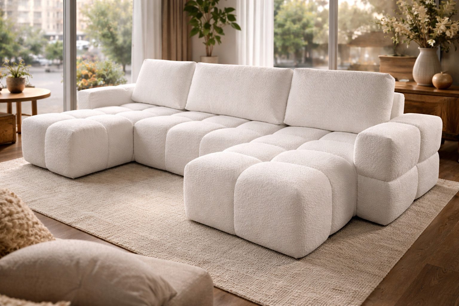 Compleo Ecksofa Wolke U Form, Eckcouch bubble, Praktische Bequeme Ecksofa WOLKS, Ecksofa Wolke mit Bettkasten