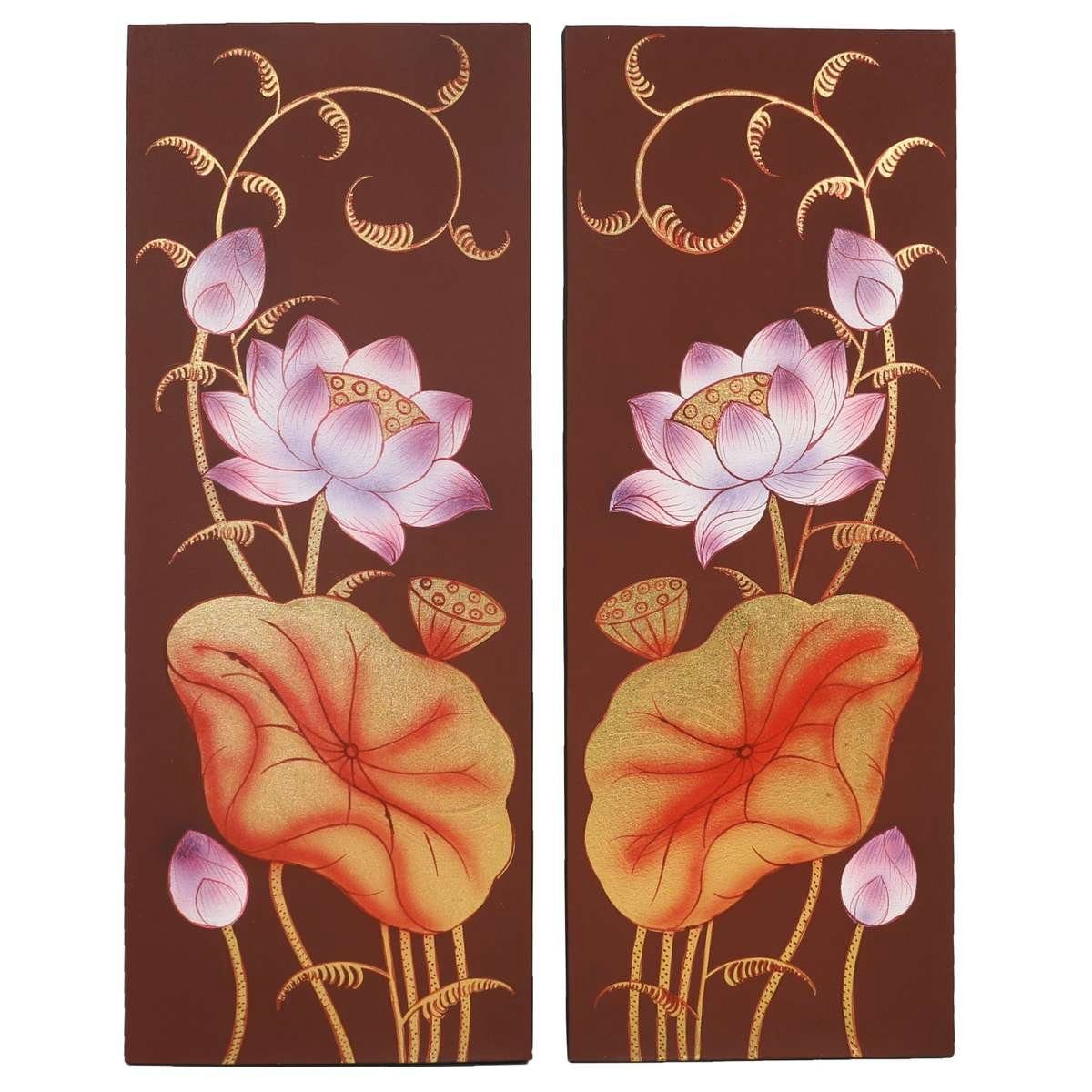 Oriental Galerie Leinwandbild Bild Wand Deko Leinwand 2er Set 90 cm Nr. 7, Blumen, Abstrakt (2 St)