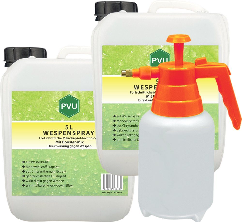 PVU Wespenspray Wespenbekämpfung mit Fortschrittlicher Mikrokapsel-Technologie, 10 l, Booster Mix, unmittelbarer Knock-down Effekt