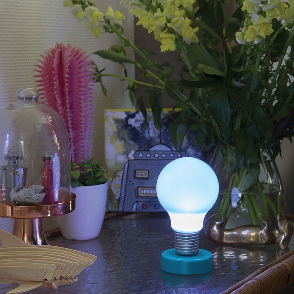 HAC24 LED Schreibtischlampe LED Drucklampe Tischlampe Druck Lampe Tischleuchte, LED fest integriert, Batteriebetrieben Glühbirne Blau
