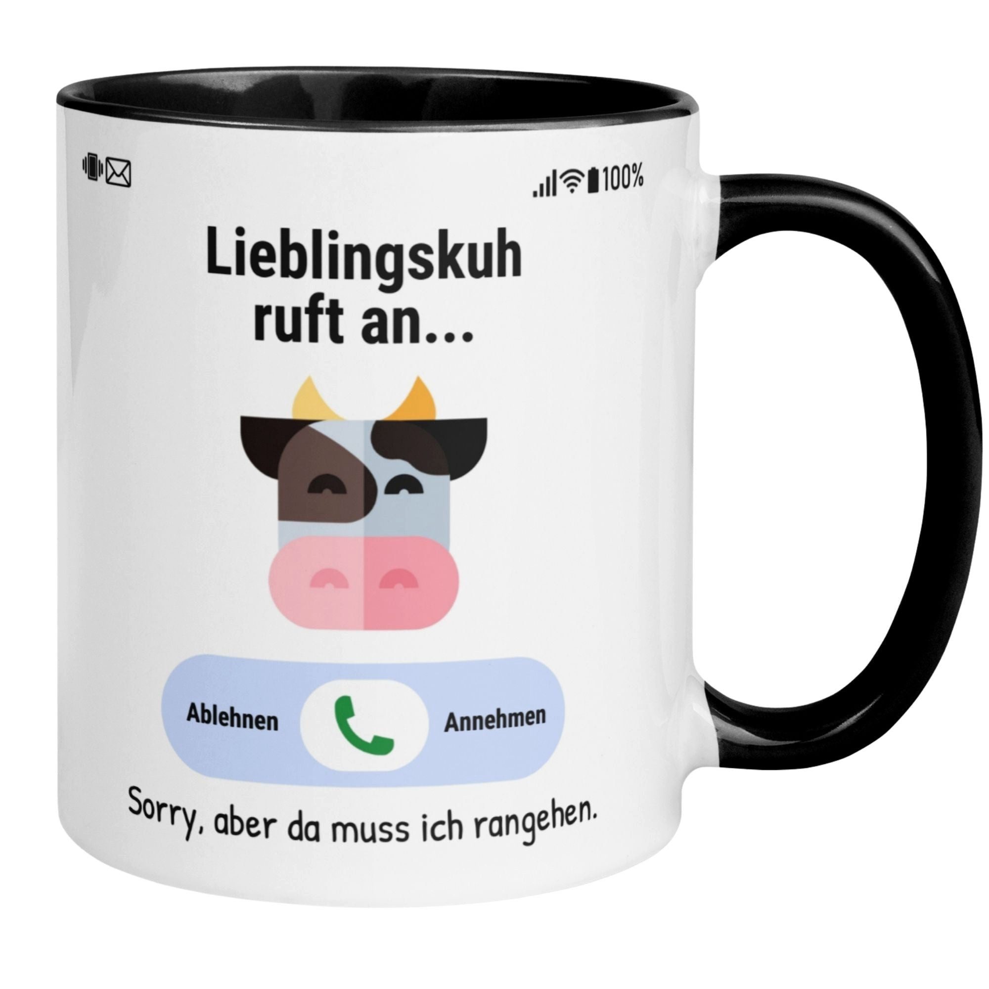 Momentals Tasse Kuh – „Lieblingskuh ruft an“ – lustiges Geschenk für Bauernhof Fans, Gratis Versand · Links-&Rechtshänder · Spülmaschinenfest