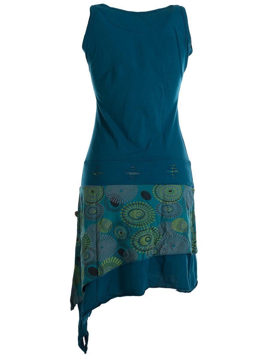 Vishes Zipfelkleid Ärmelloses asymmetrisches Lagenlook Zipfelkleid Hippie, günstig online kaufen