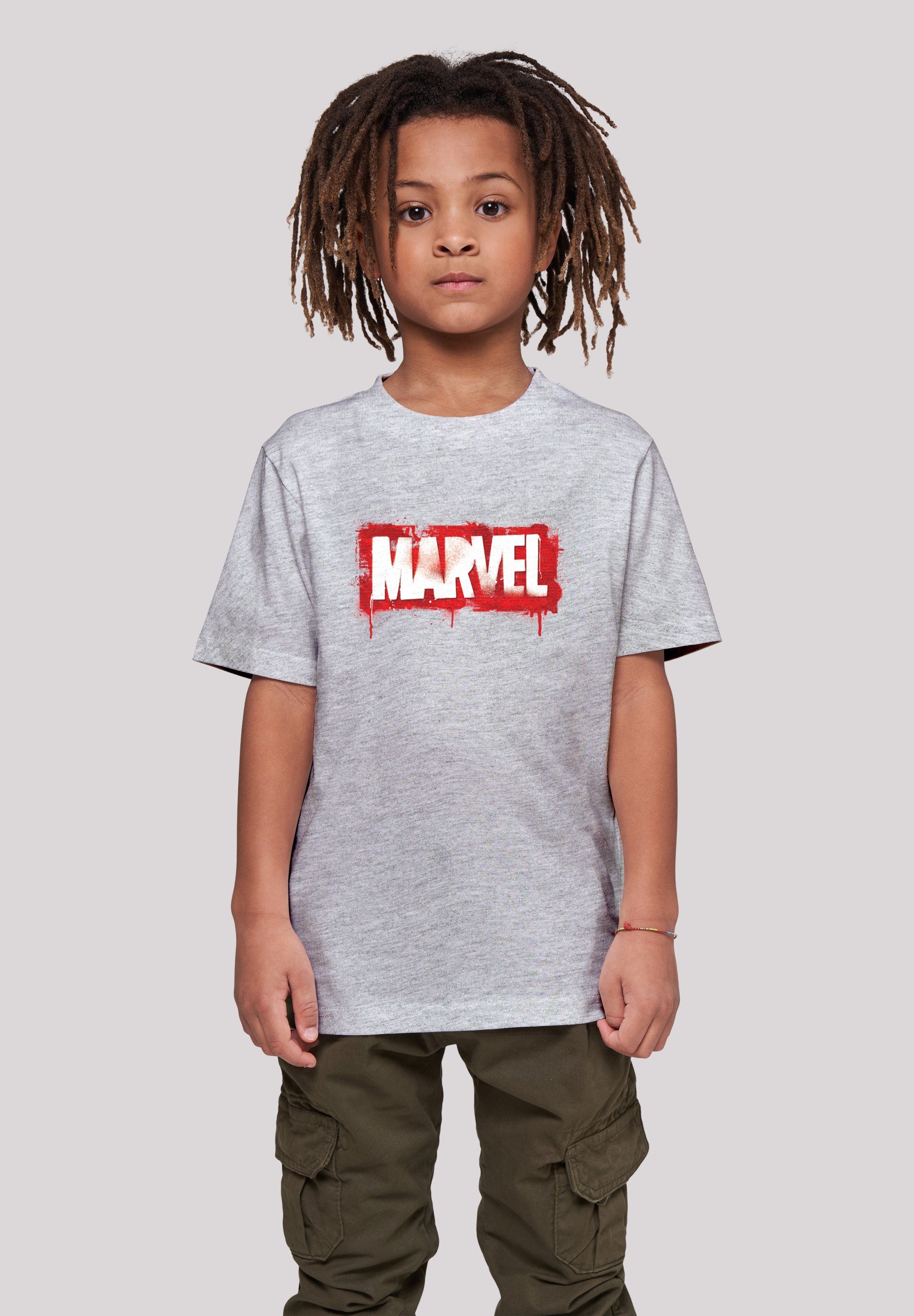 F4NT4STIC T-Shirt Marvel Spray Logo Print heather grey