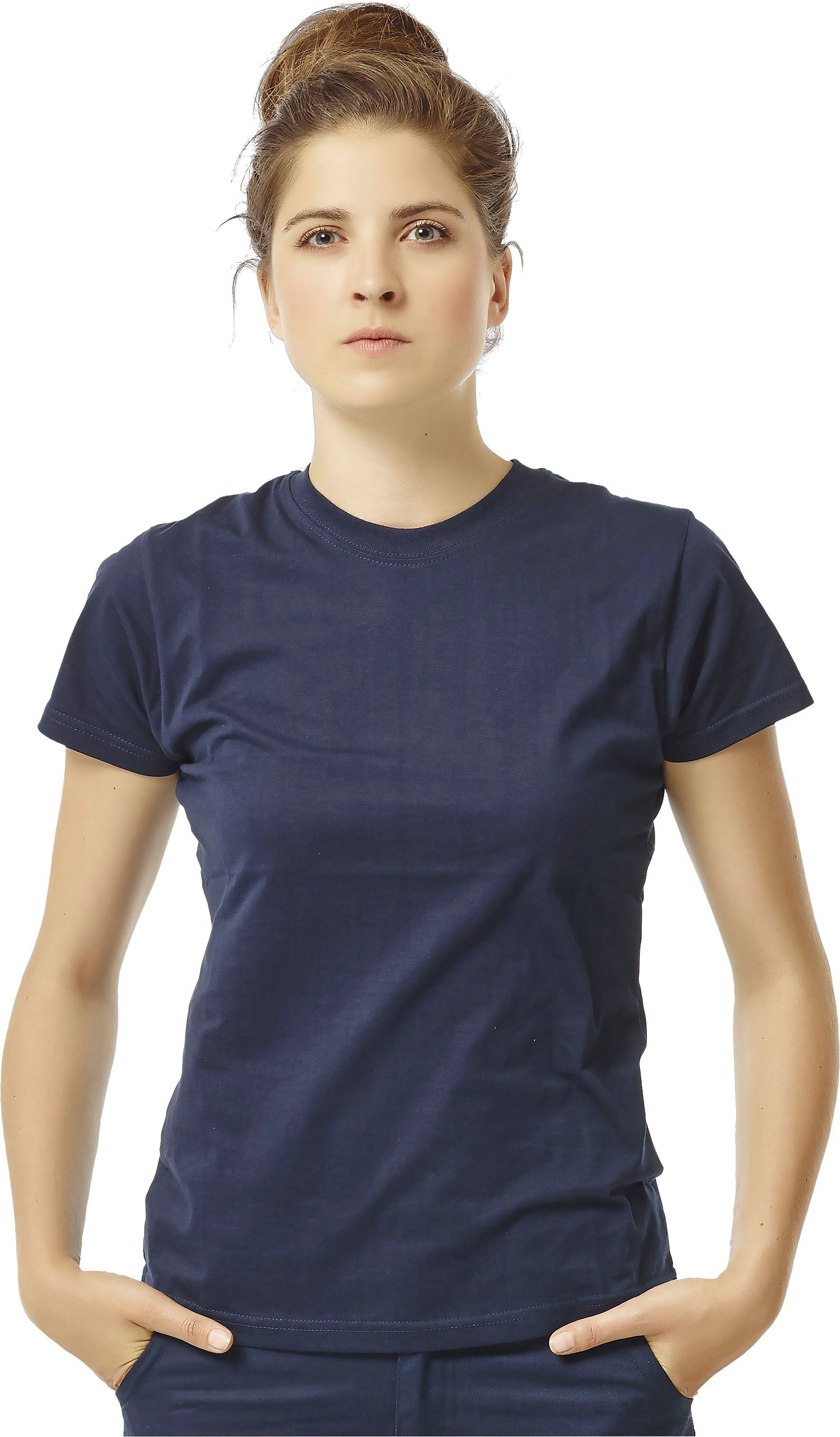 Herock T-Shirt Epona T-Shirt Kurzärmlig Figurbetont, Damen Schlaufe, hintere angenehmes Tragegefühl marine 1