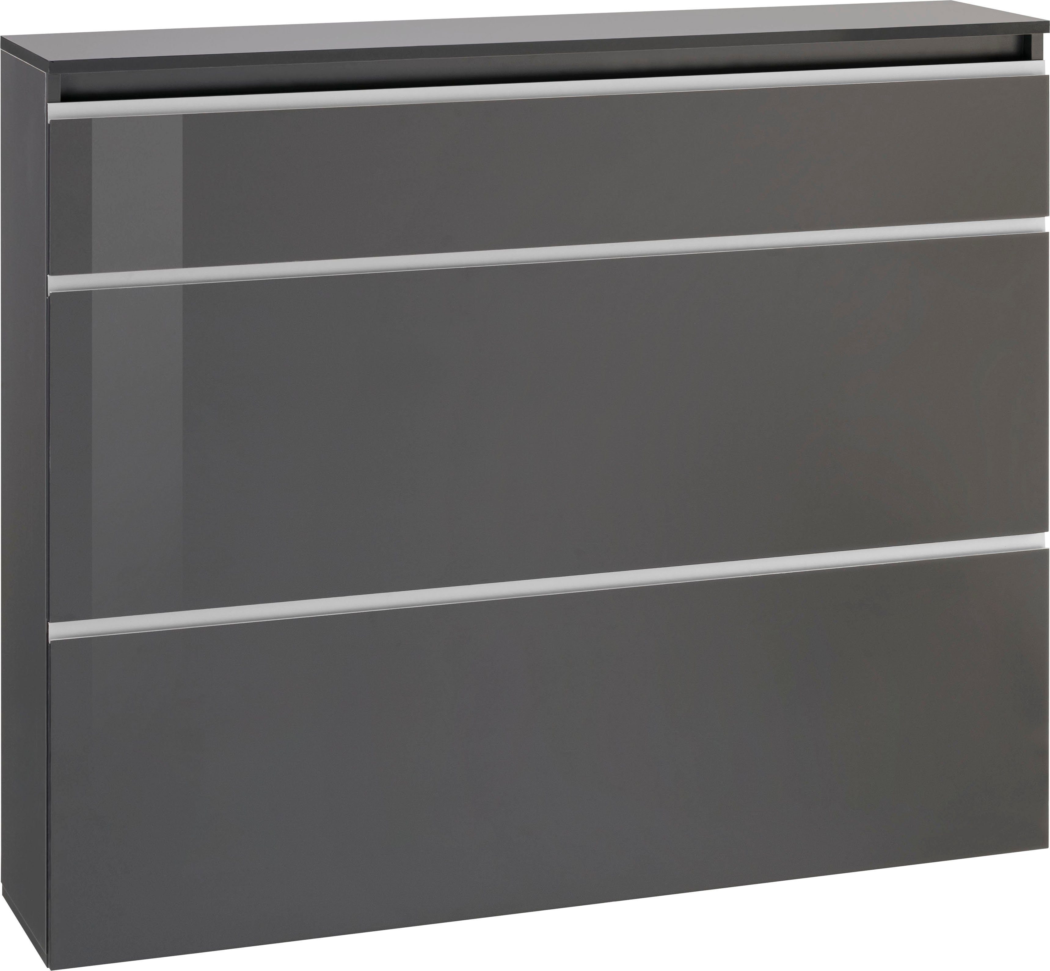 INOSIGN Schuhschrank Magic Schuhschrank, Schuhkommode, Schuhregal, softgriff 3 Klappen, Doppelschuhtrommeln Komplett Hochglanz lackiert Breite 120