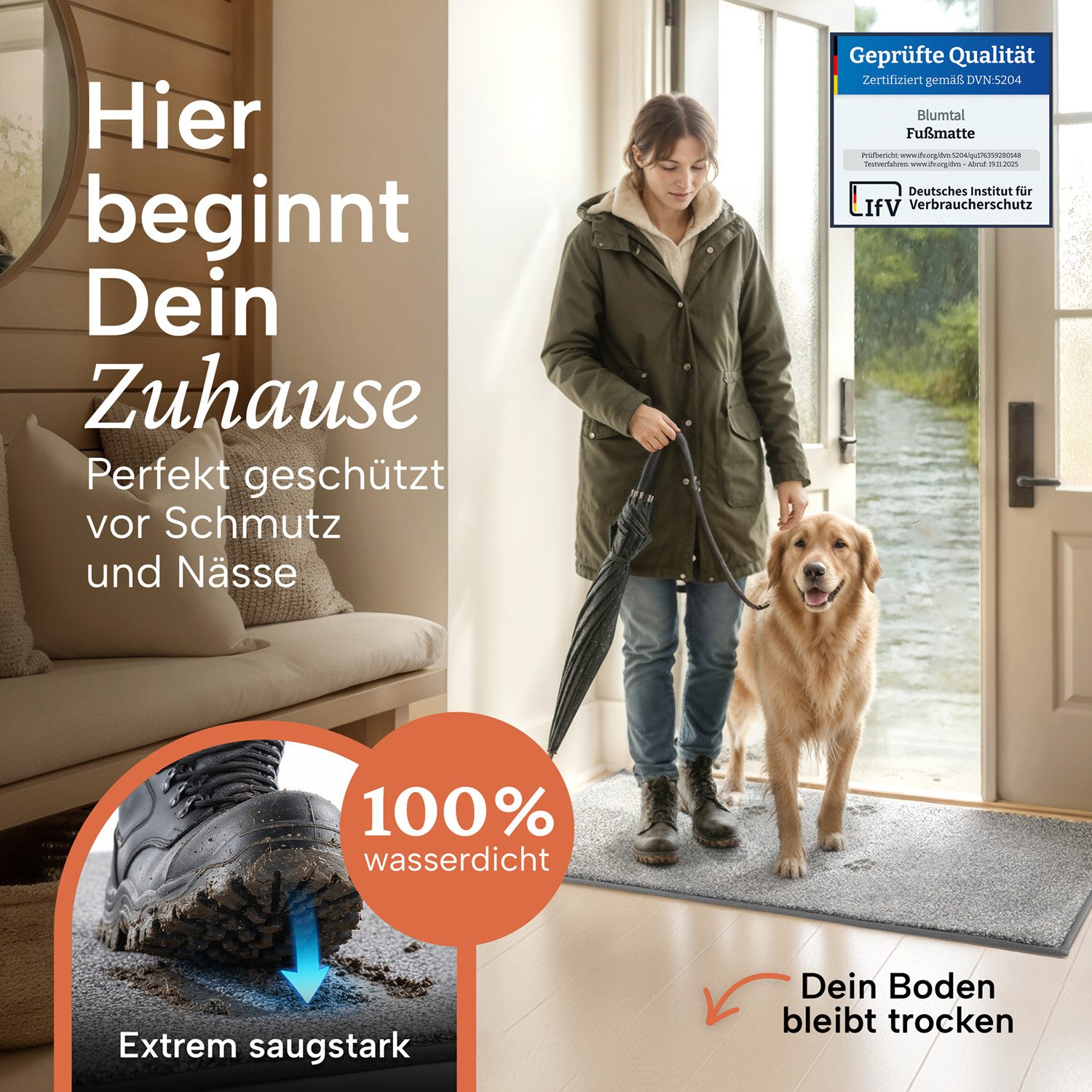 Blumtal Fußmatte Fußmatte außen & innen mit wasserdichter TPR-Rückseite, Mi günstig online kaufen